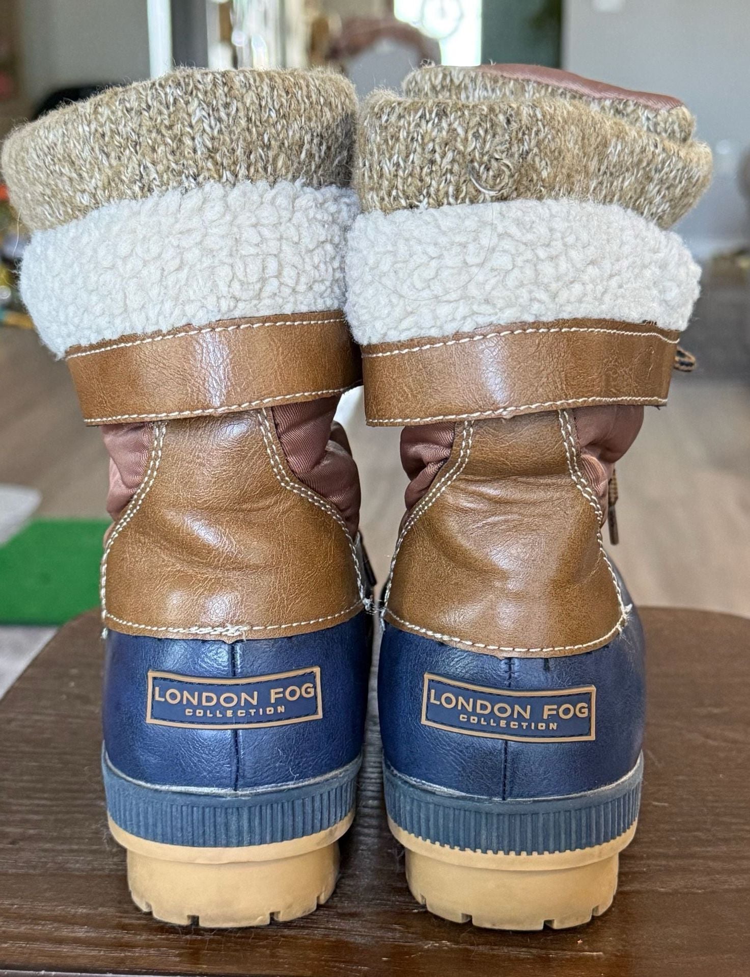 London Fog Duck Boots Size 8 Brown Blue Winter Snow Boots 7