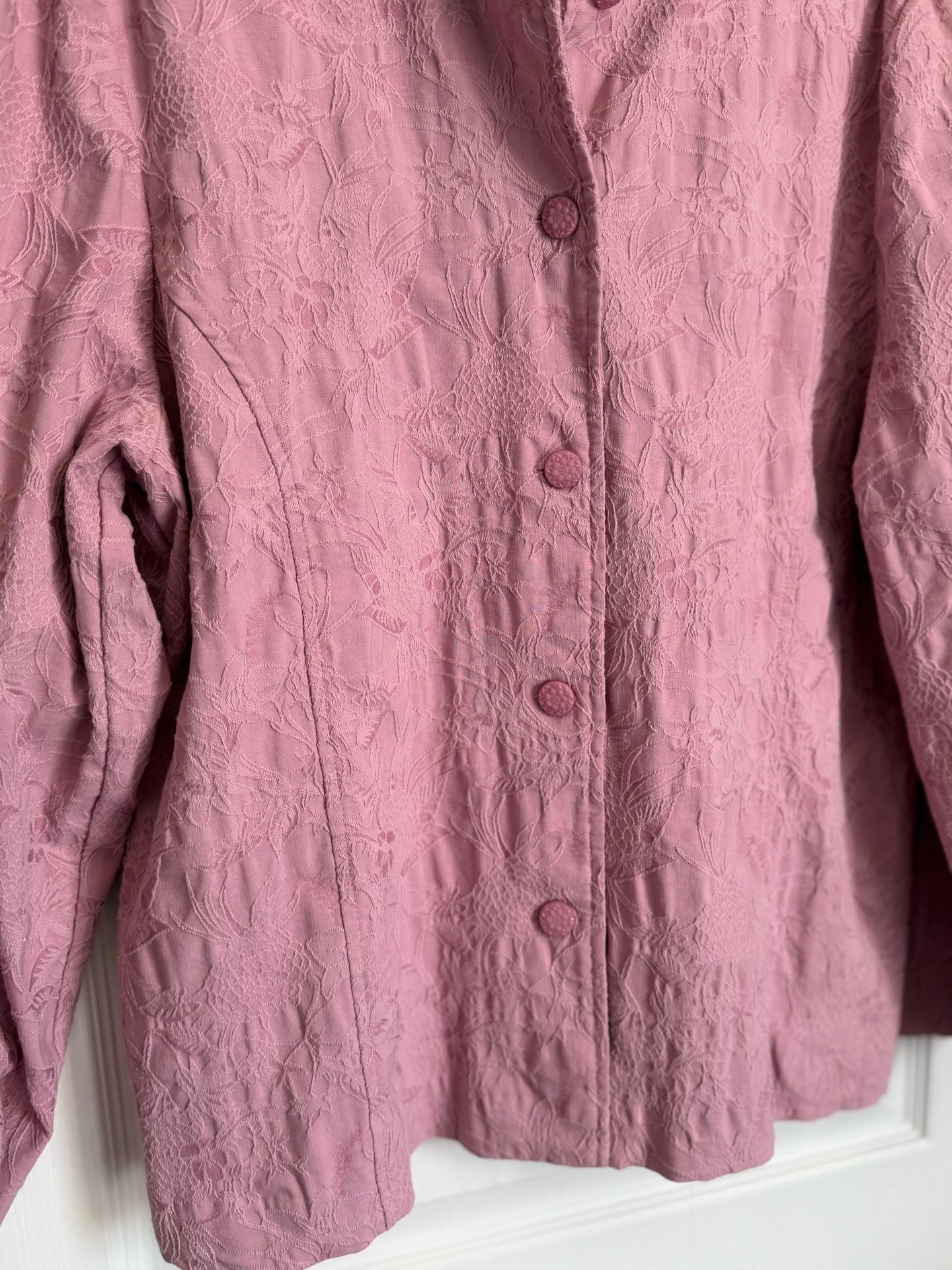 GRAFF BY DUM COMPANY Jacket Size L Pink Floral Jacquard Button Up 7