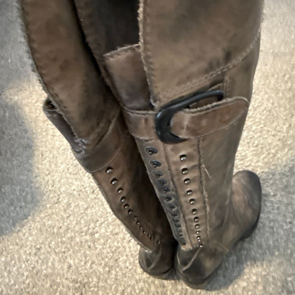 Vince Camuto Boots Studded Riding Boots Brown Leather 7.5 3