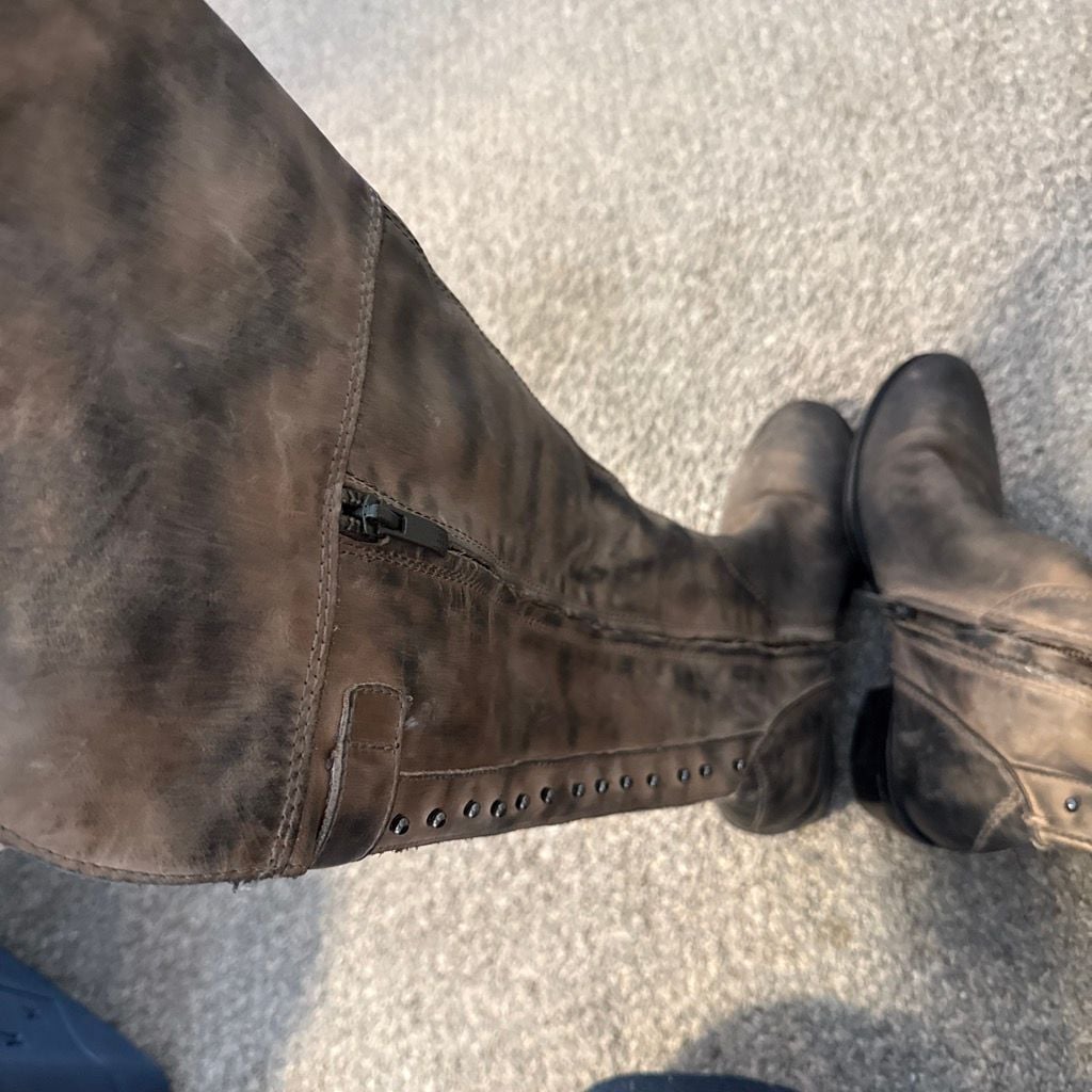 Vince Camuto Boots Studded Riding Boots Brown Leather 7.5 4