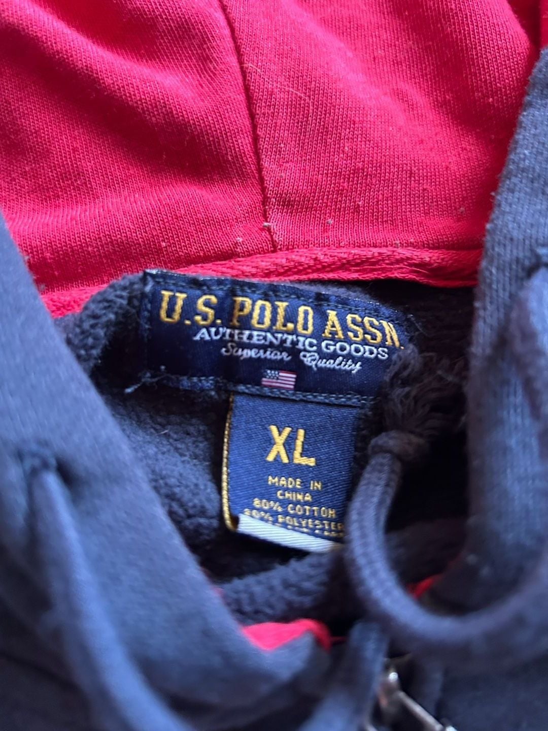 U.S. Polo Assn. Zip Up Hoodie Black Red Applique 1890 4