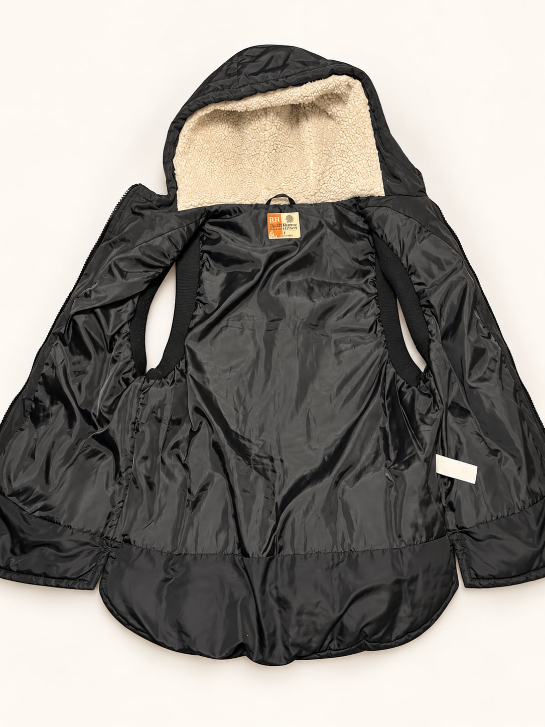 RuffHewn Quilted Hooded Vest Size L Black Toggle Button Sherpa Lined 5