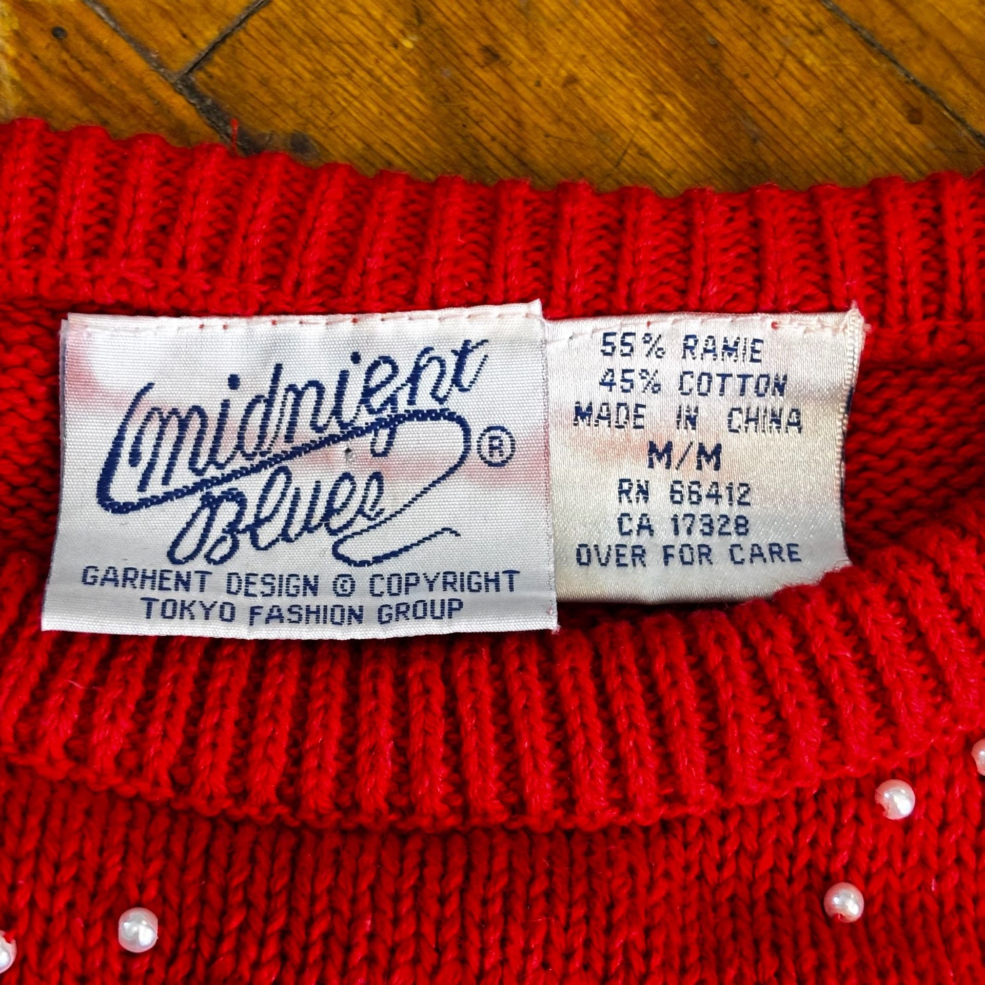 Red Rhinestone Embellished Christmastime Sweater Size M 5