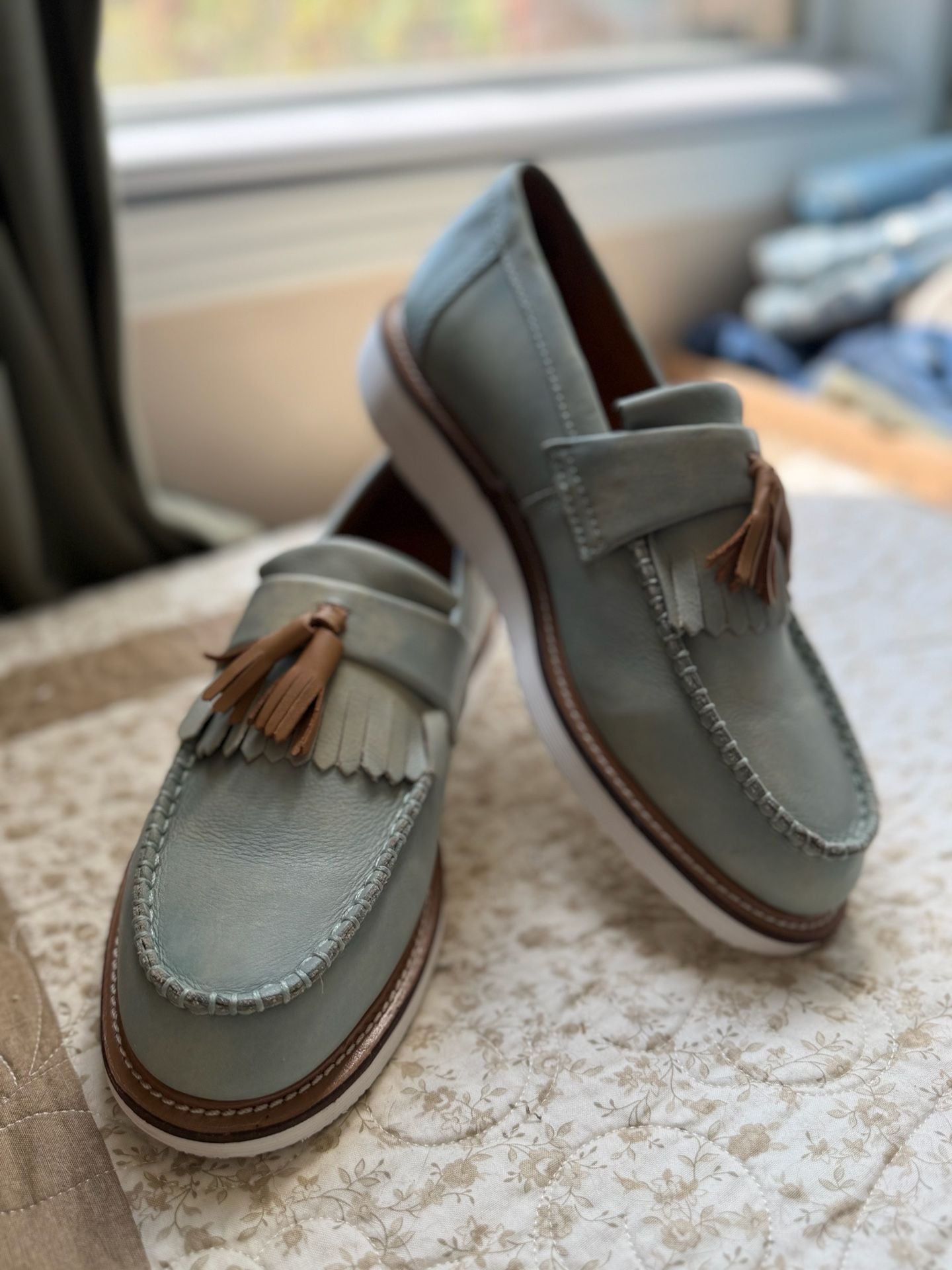 Dr. Martens Tassel Loafers Light Blue Leather 2