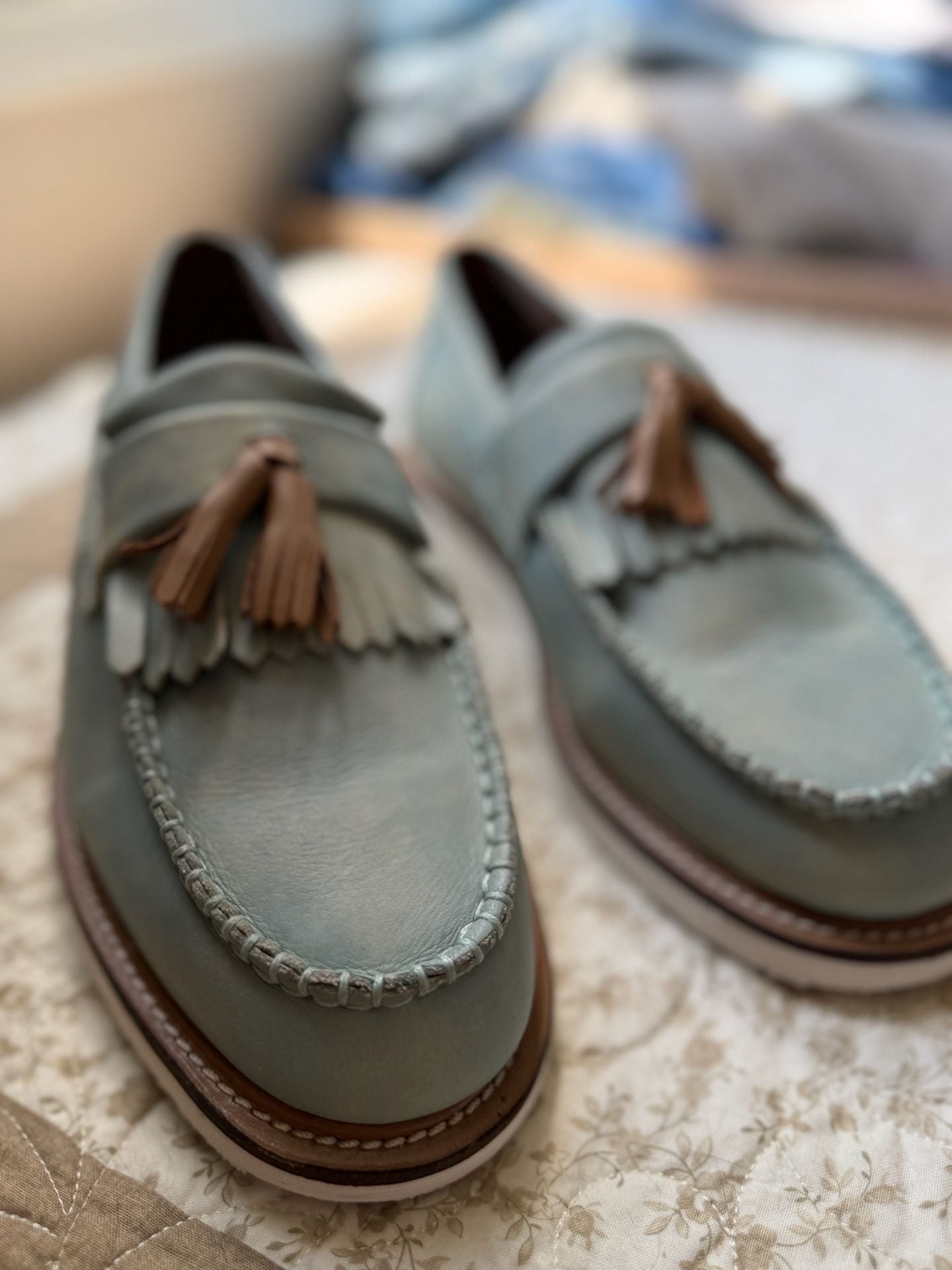 Dr. Martens Tassel Loafers Light Blue Leather 3