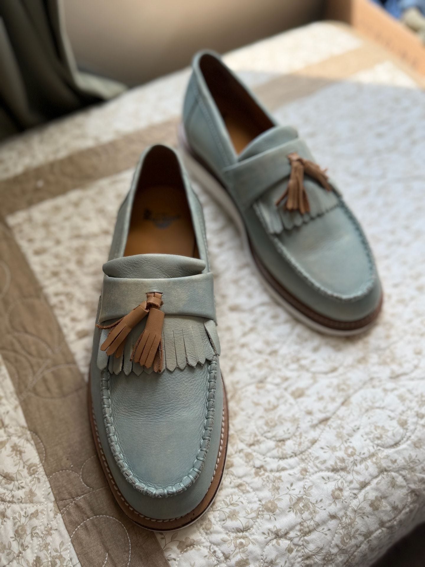 Dr. Martens Tassel Loafers Light Blue Leather 5