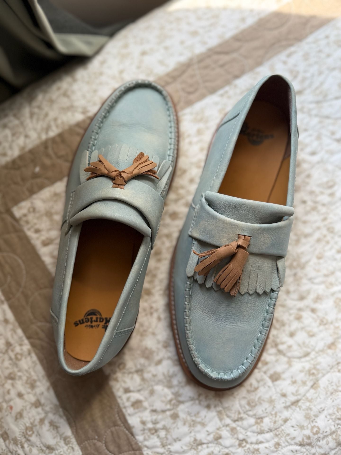 Dr. Martens Tassel Loafers Light Blue Leather 6