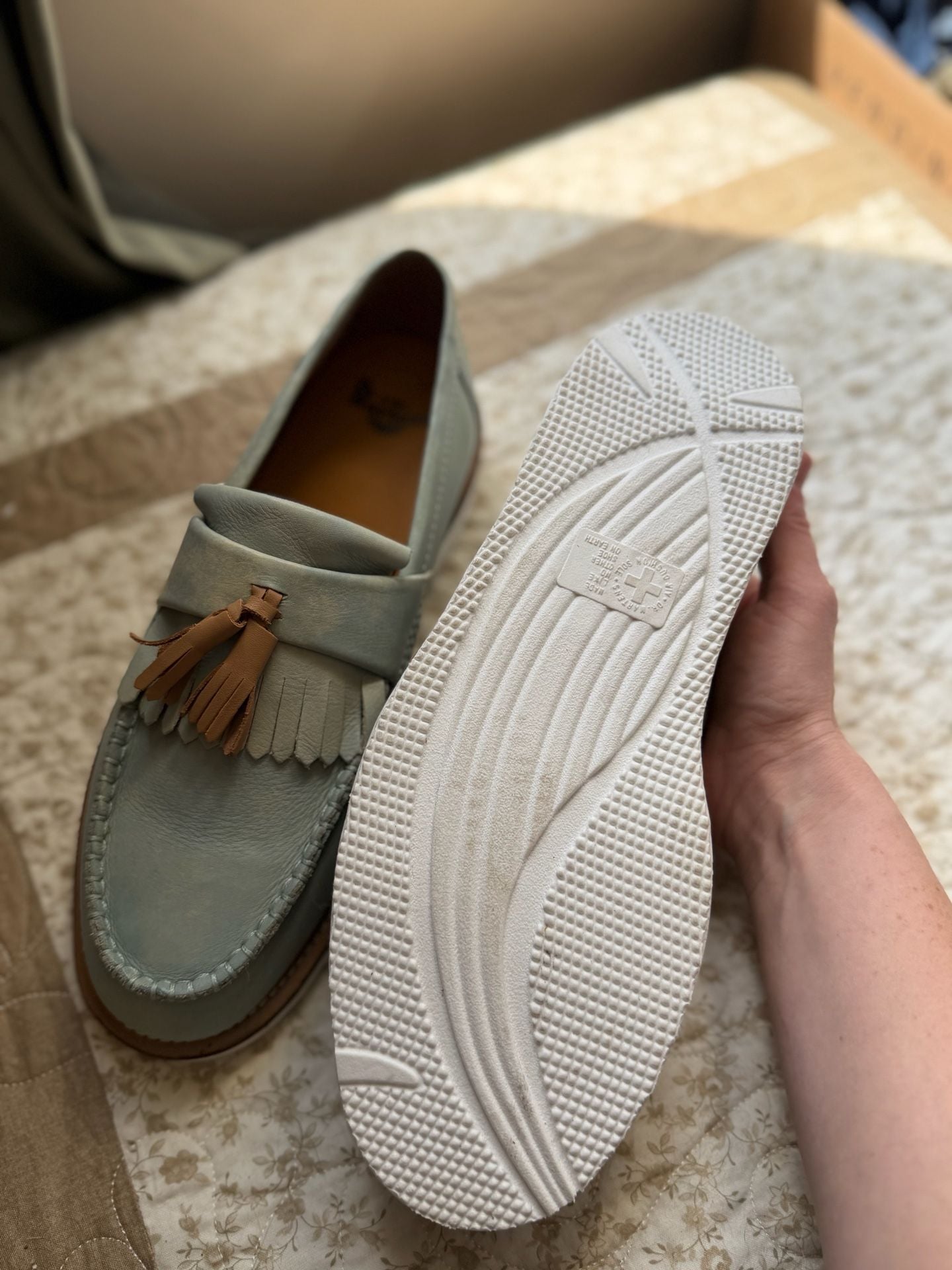 Dr. Martens Tassel Loafers Light Blue Leather 7