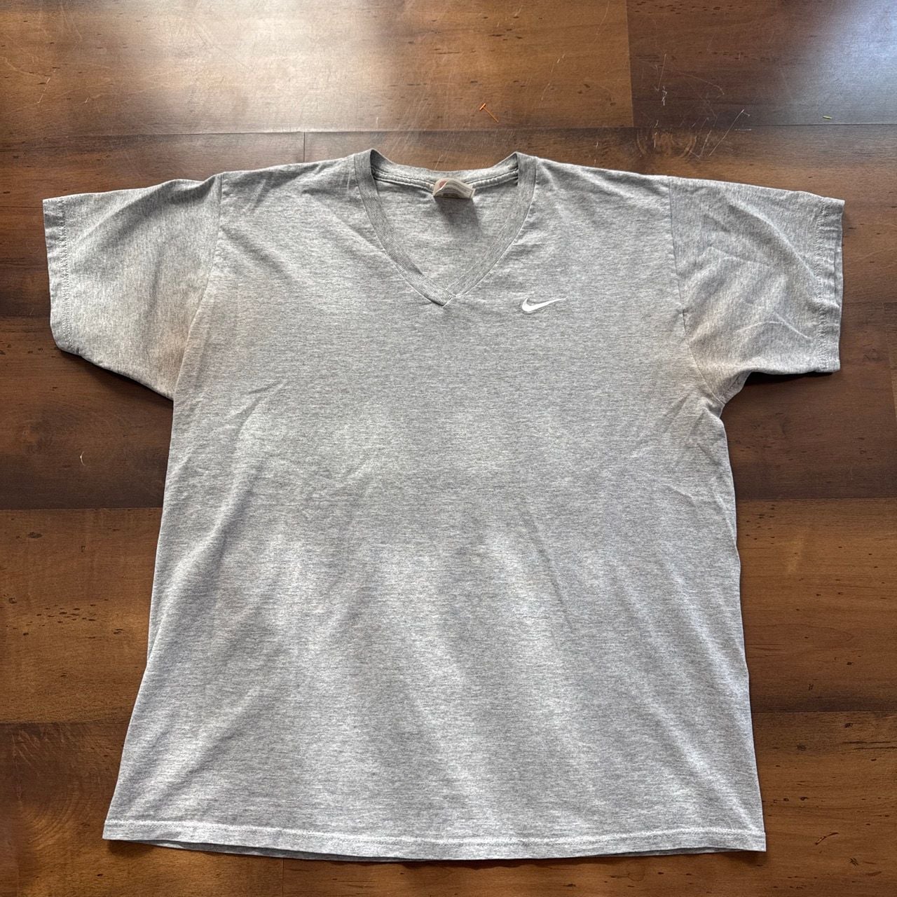 Vintage Nike V-Neck T-Shirt Size L Gray Made In USA 2