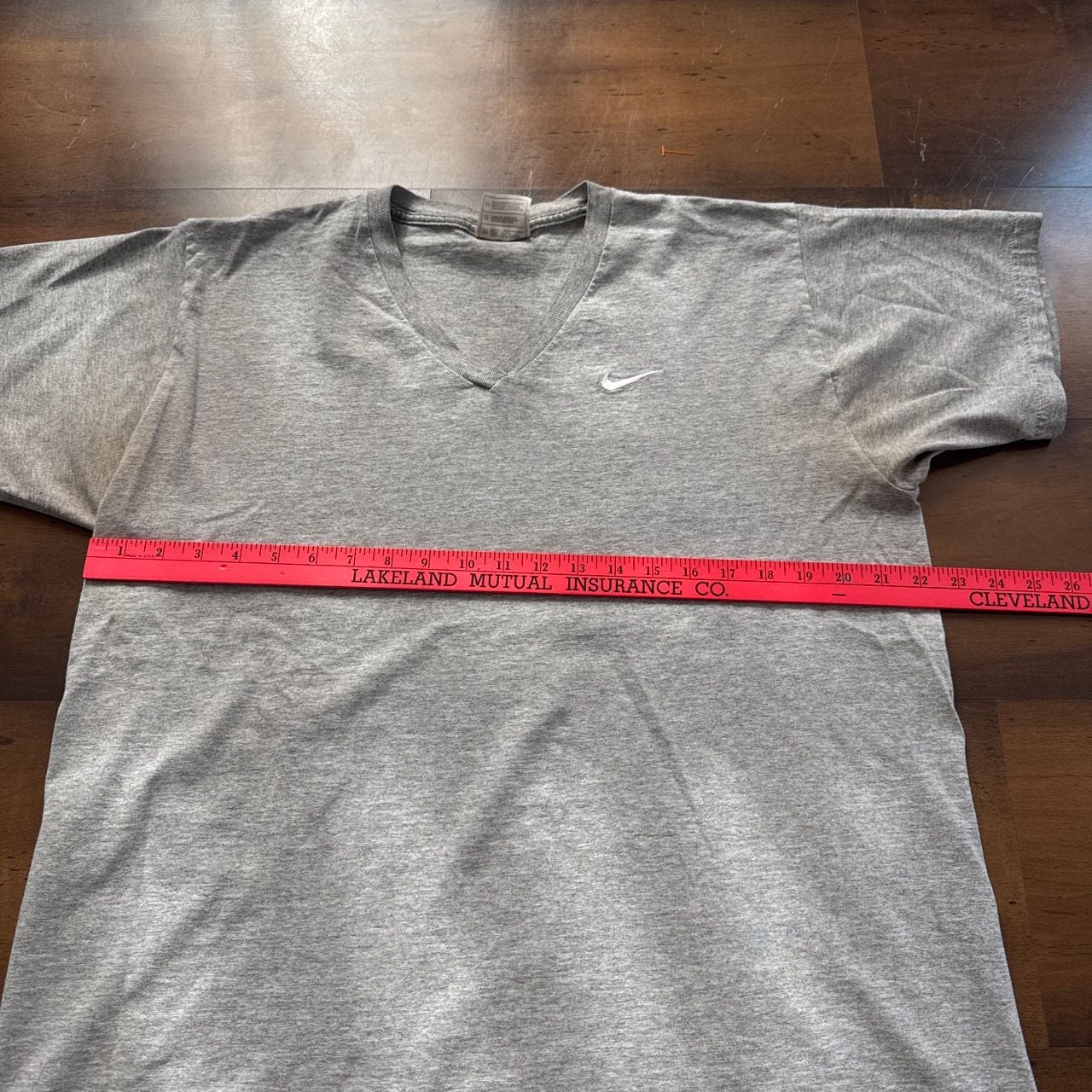 Vintage Nike V-Neck T-Shirt Size L Gray Made In USA 5