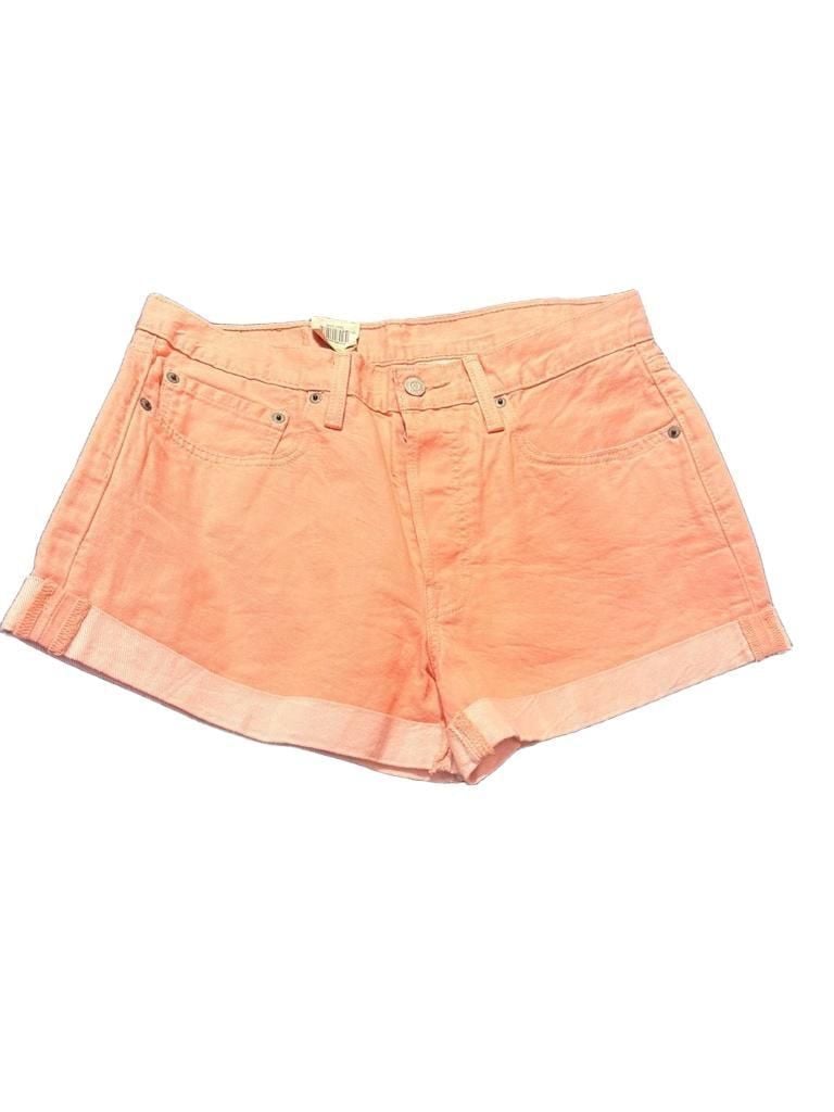 Levi's 501 Shorts Size 30 Coral Pink Denim Mid Rise Cuffed 1