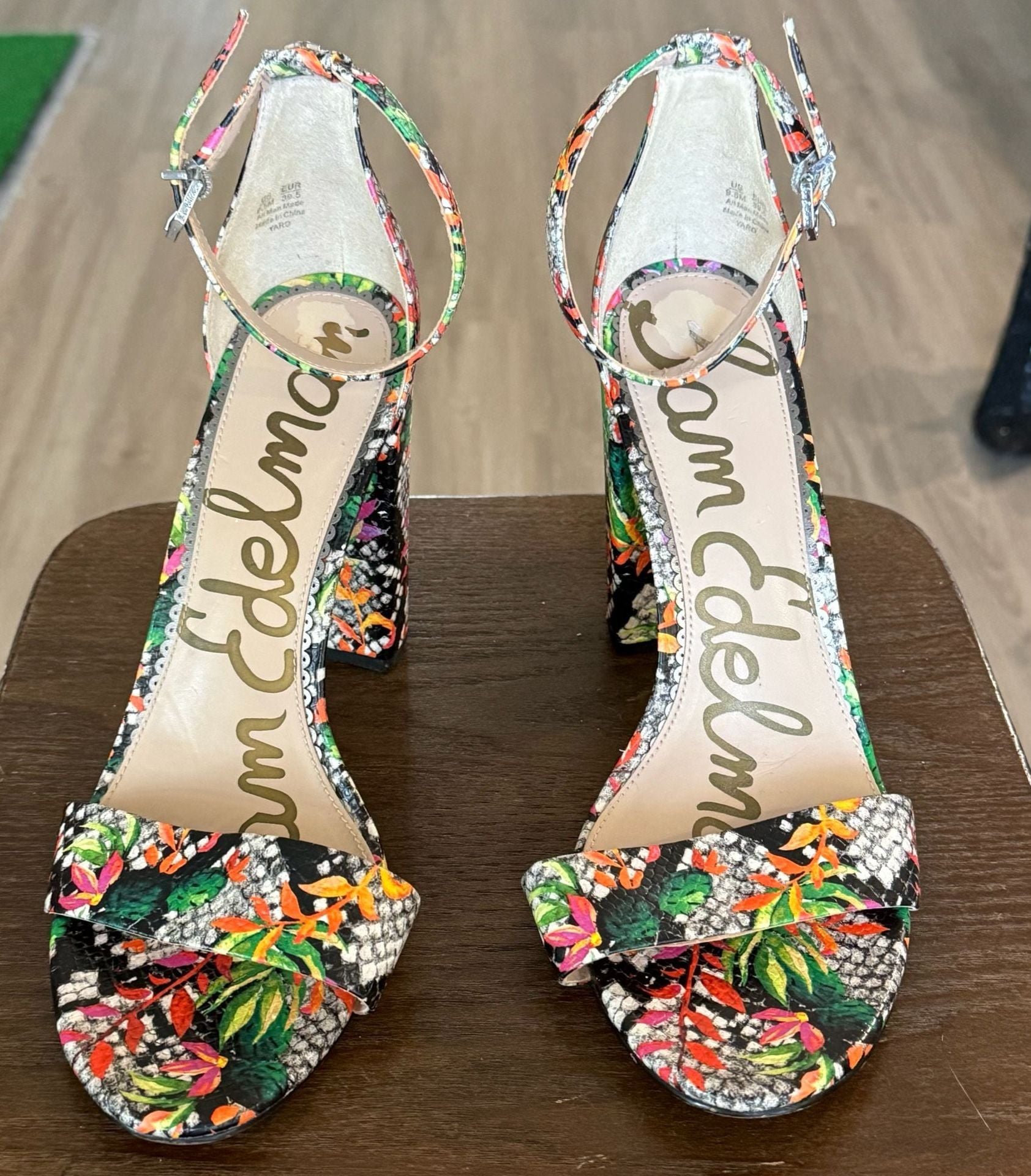 Sam Edelman Yaro Block Heel Sandals Size 9.5 Multi Snake Floral 3