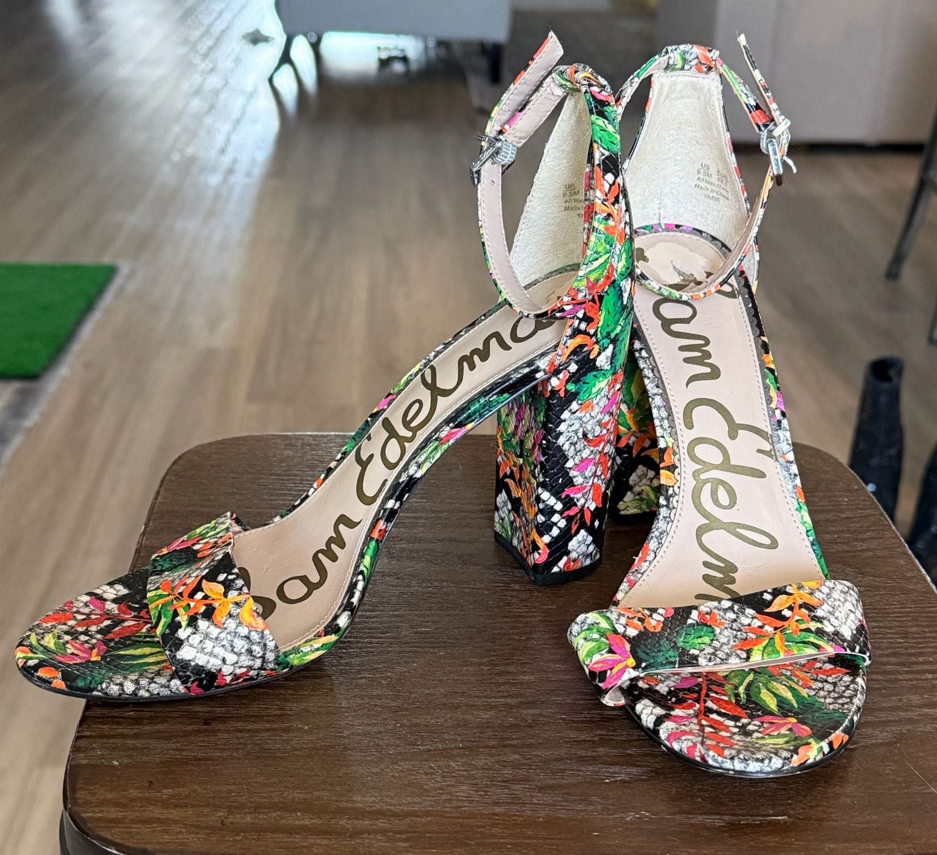 Sam Edelman Yaro Block Heel Sandals Size 9.5 Multi Snake Floral 4