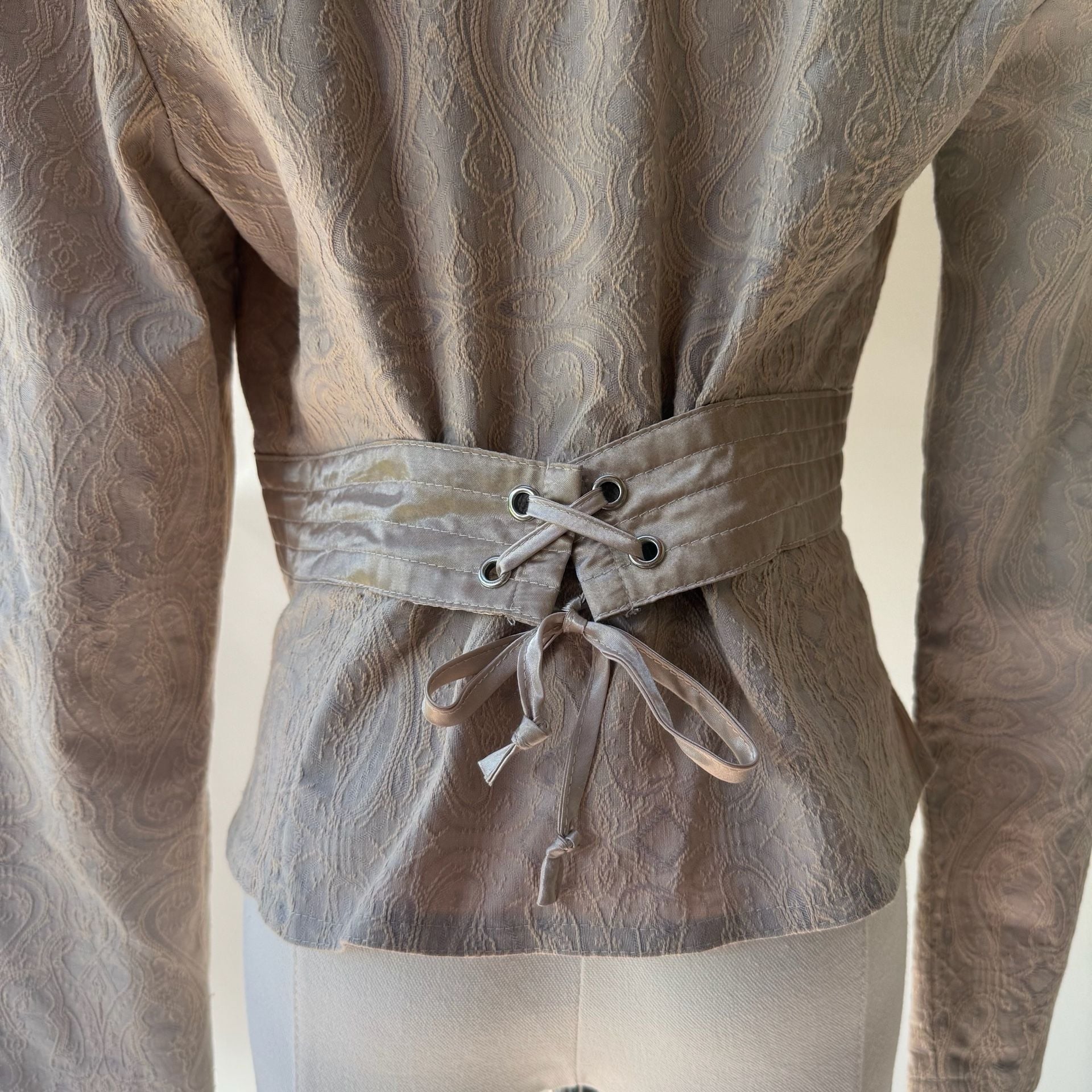 Jacket Beige Floral Brocade Ruffle with Bows 5
