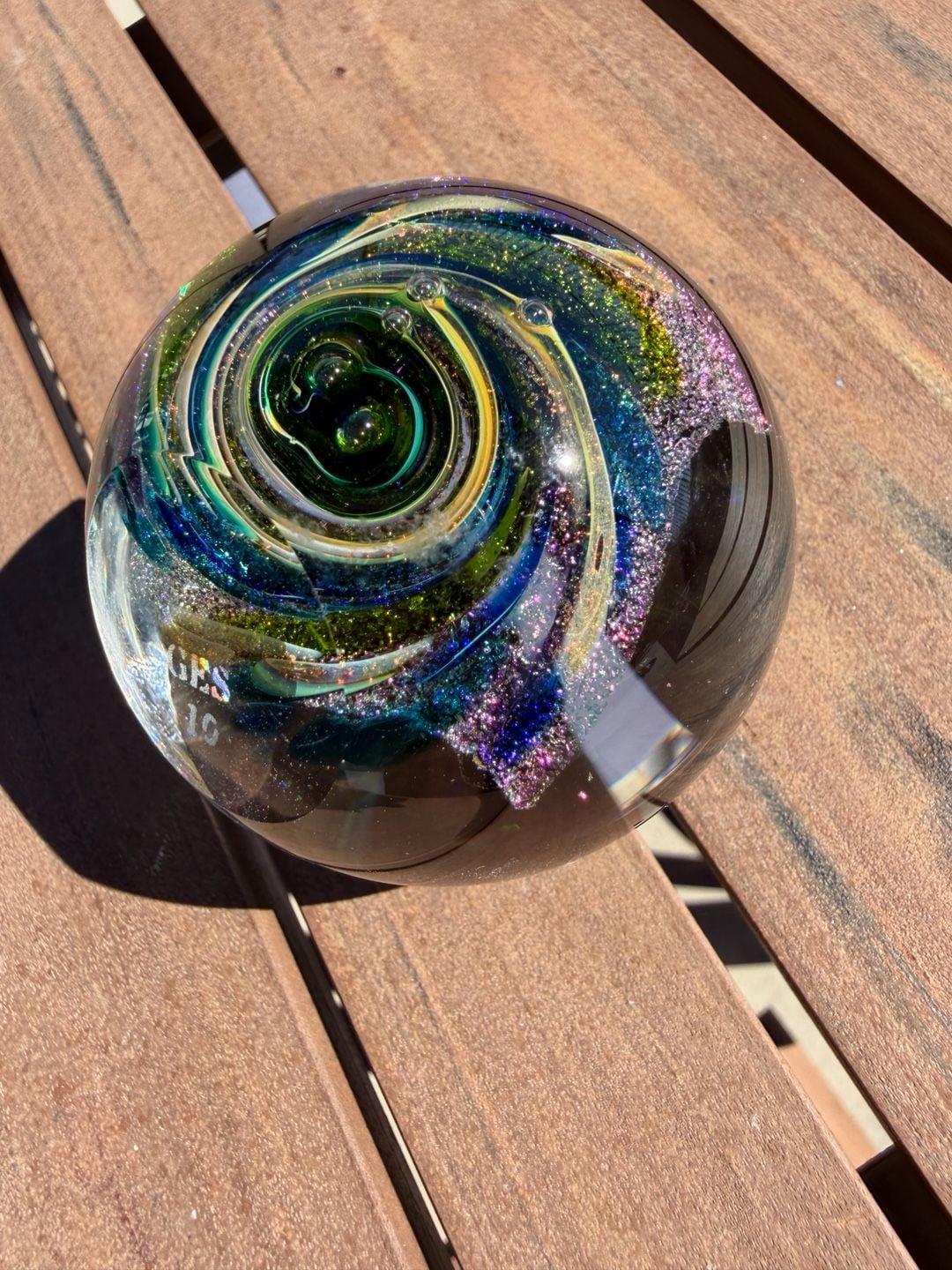 Glass Eye Studio 2010 Twilight Fireball Art Glass Paperweight 2