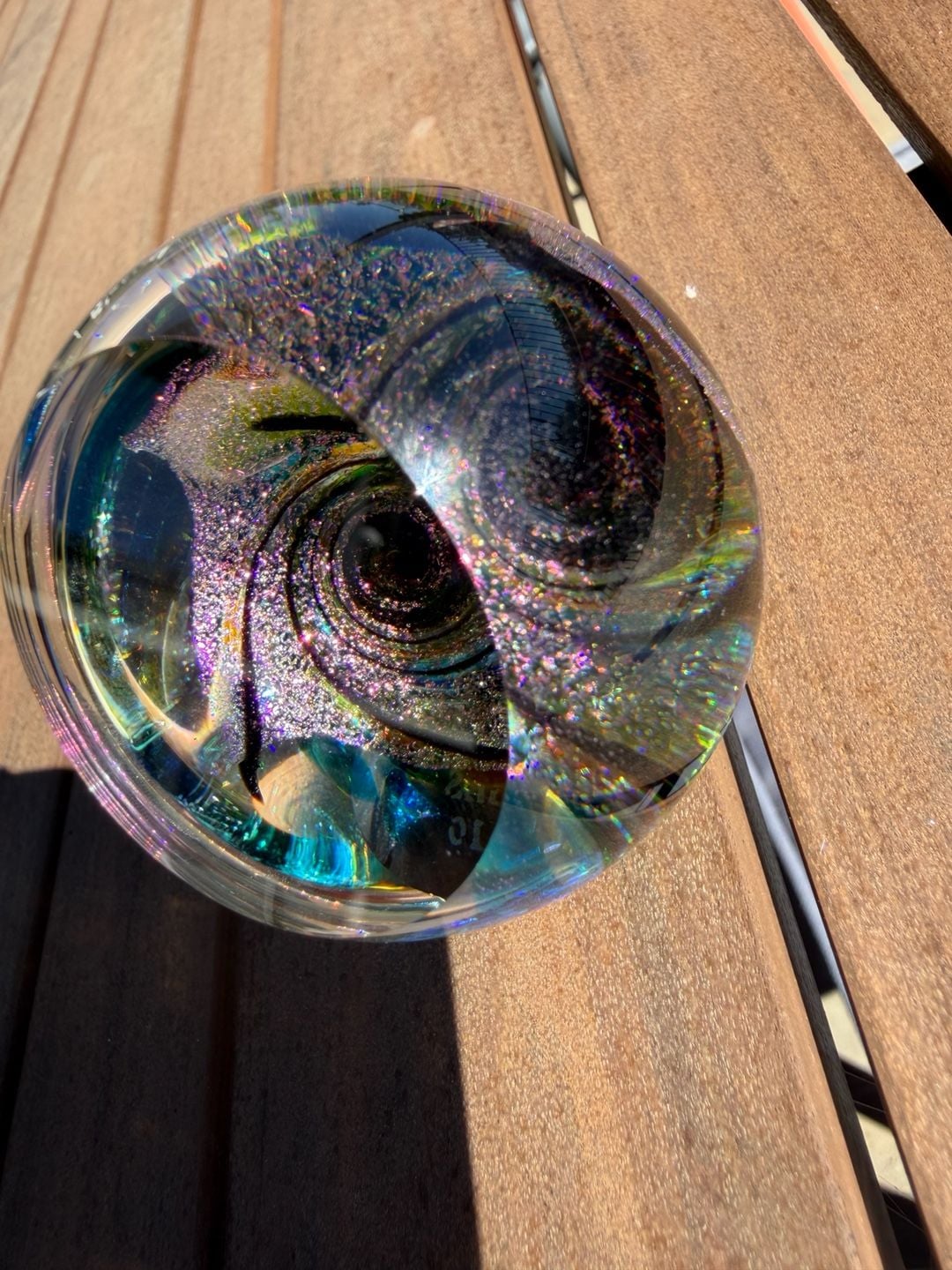 Glass Eye Studio 2010 Twilight Fireball Art Glass Paperweight 4
