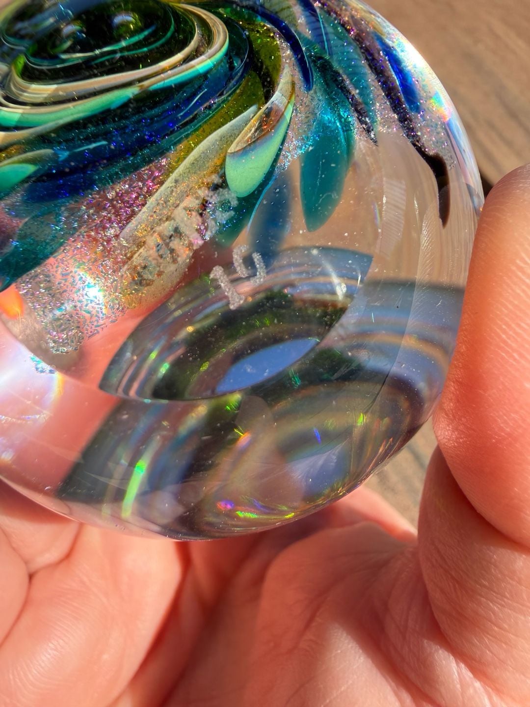 Glass Eye Studio 2010 Twilight Fireball Art Glass Paperweight 7