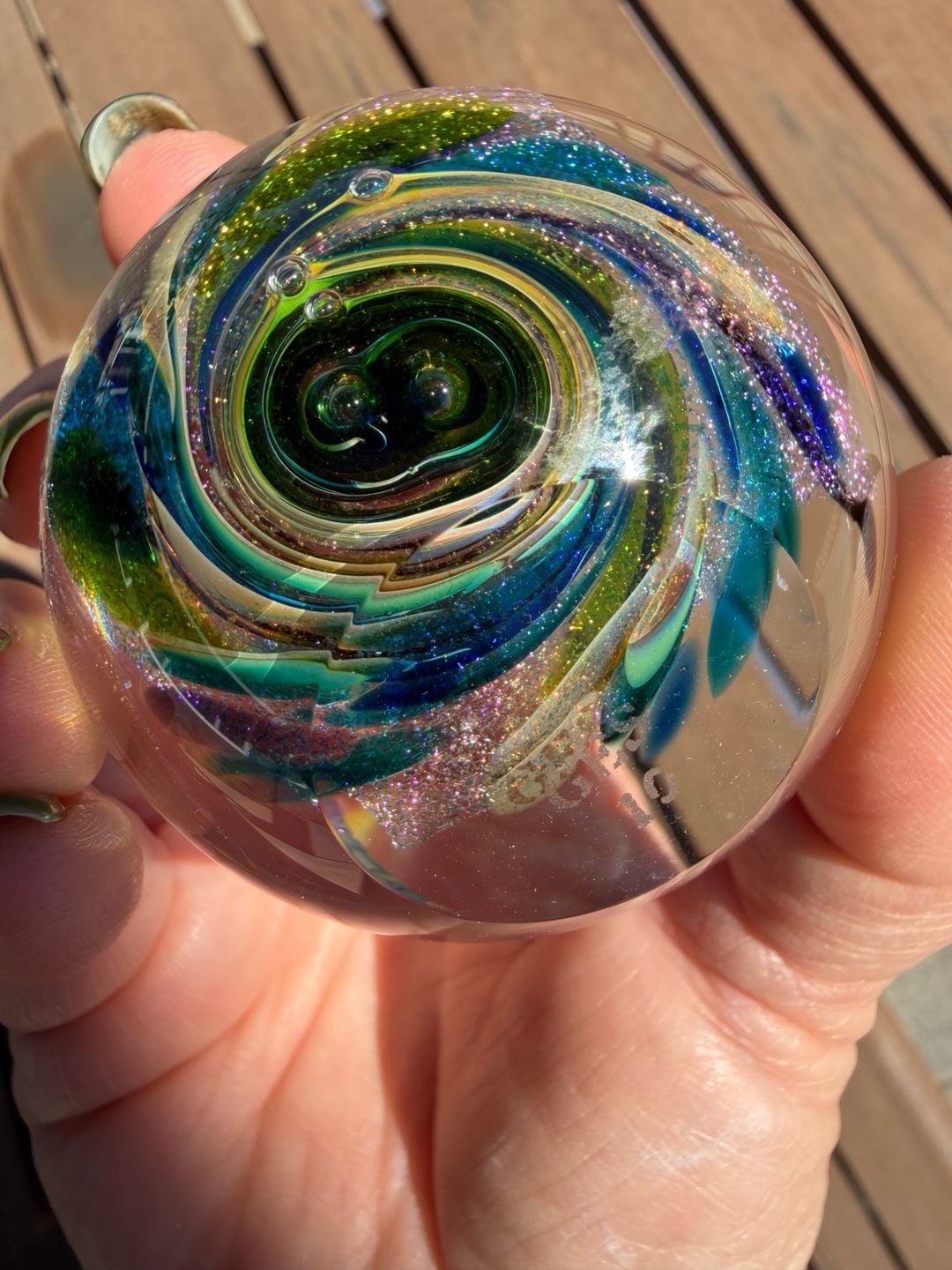 Glass Eye Studio 2010 Twilight Fireball Art Glass Paperweight 8