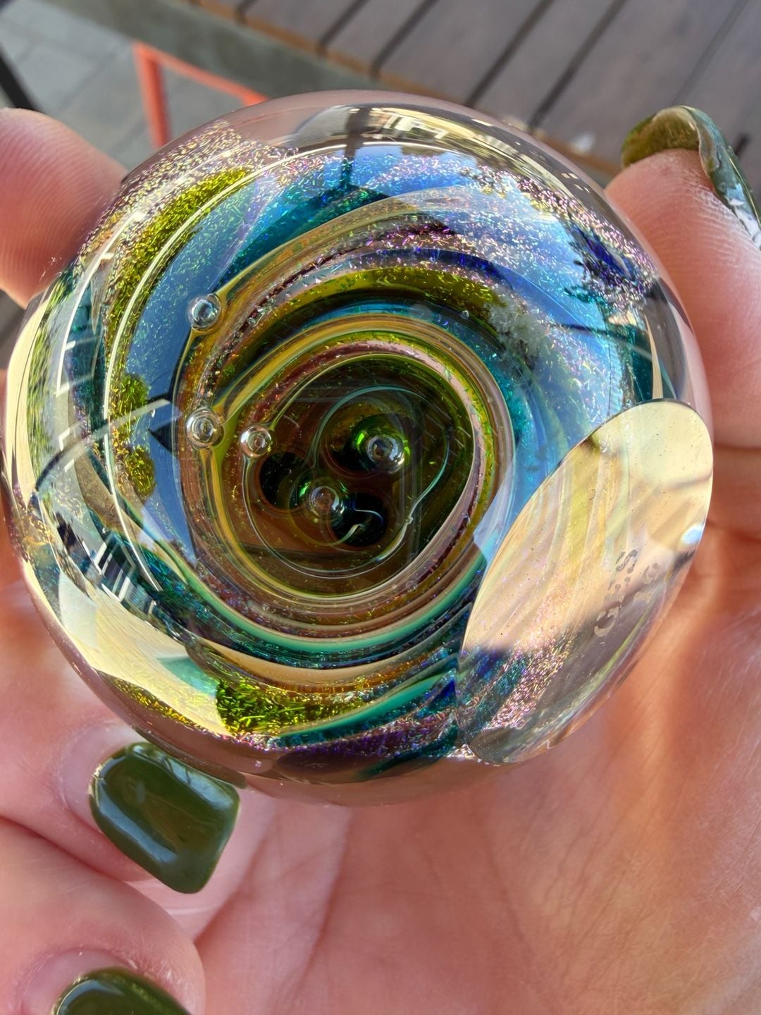 Glass Eye Studio 2010 Twilight Fireball Art Glass Paperweight 11