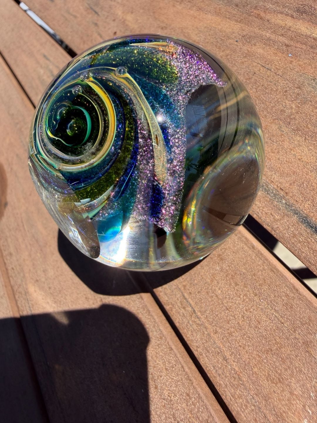 Glass Eye Studio 2010 Twilight Fireball Art Glass Paperweight 13