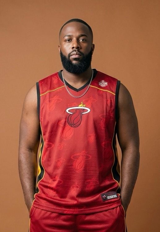 NBA Miami Heat Basketball Jersey Red Yellow 3