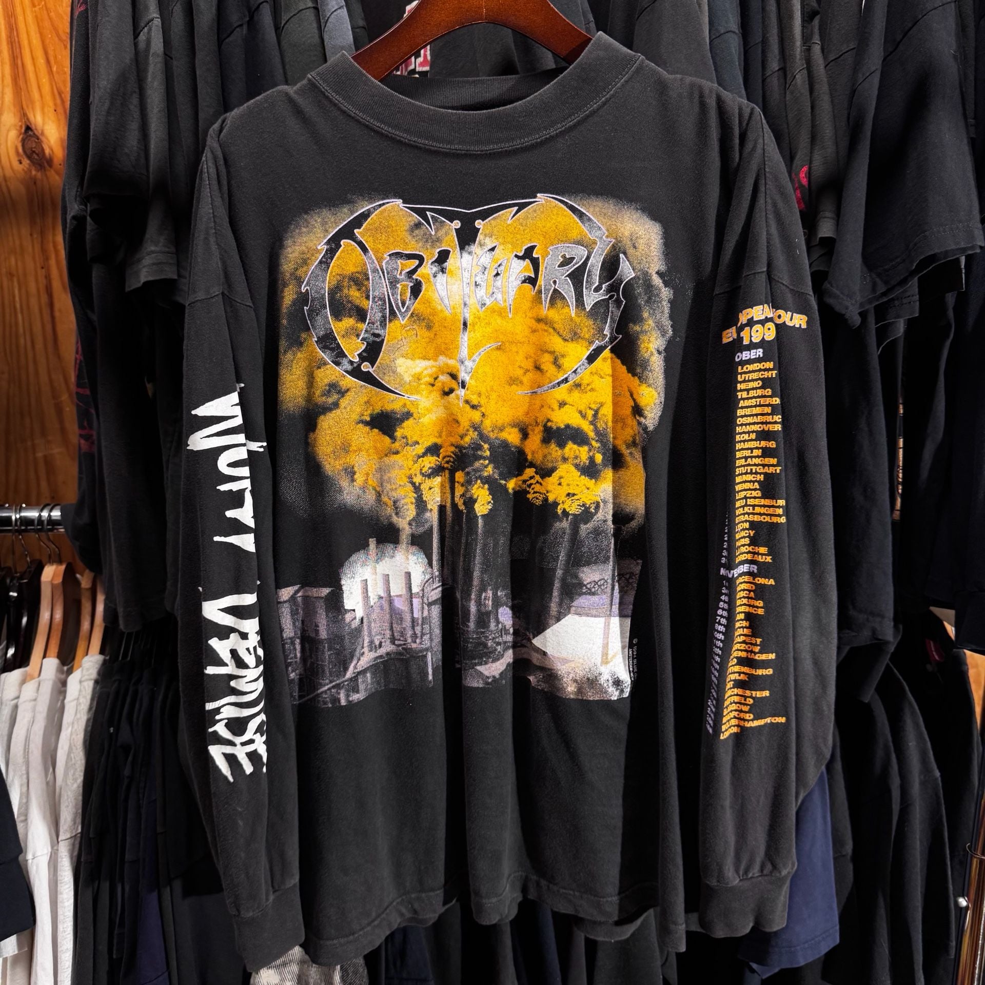 Vintage Obituary World Demise 1994 European Tour Long Sleeve XL T-Shirt 4