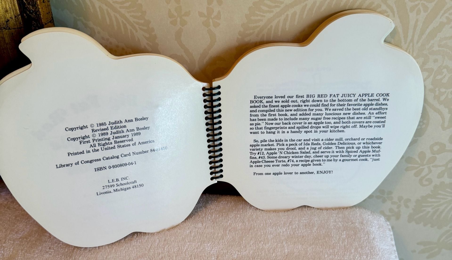 Vintage 1989 Big Fat Red Juicy Apple Cookbook – Apple Shaped Spiral - 1st 5
