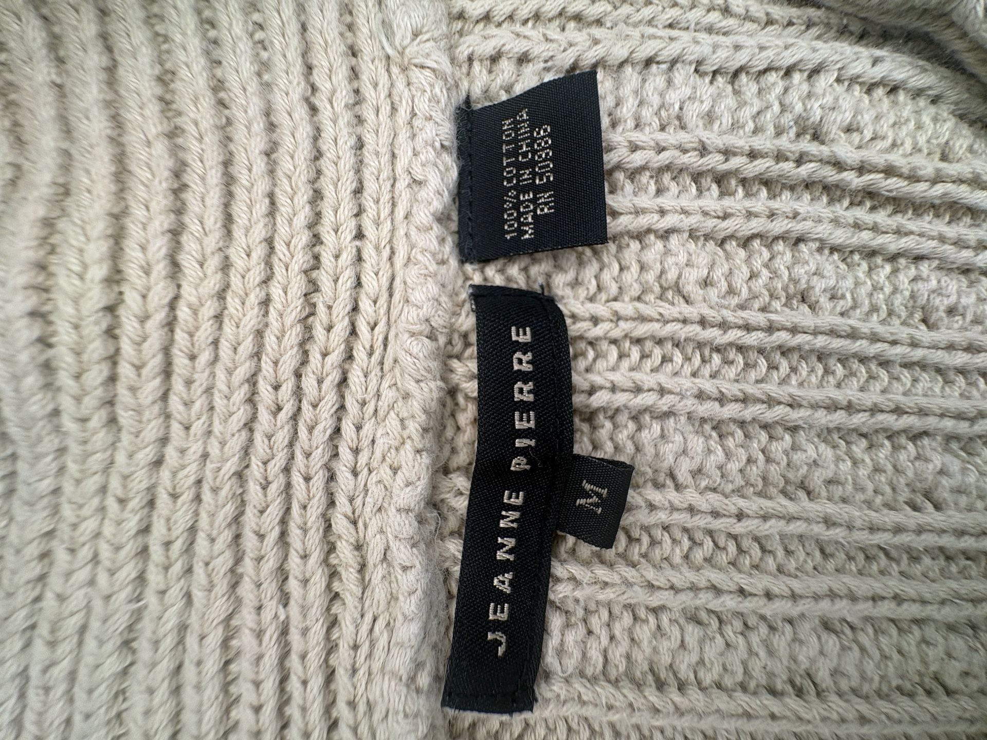 Jeanne Pierre Women’s XL Cream Cable Knit Shawl Collar Sweater Chunky Cozy 4