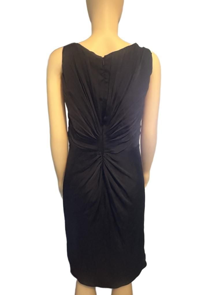 Armani Collezioni Dress Size 12 Black Pleated Silk Sleeveless Cocktail 4