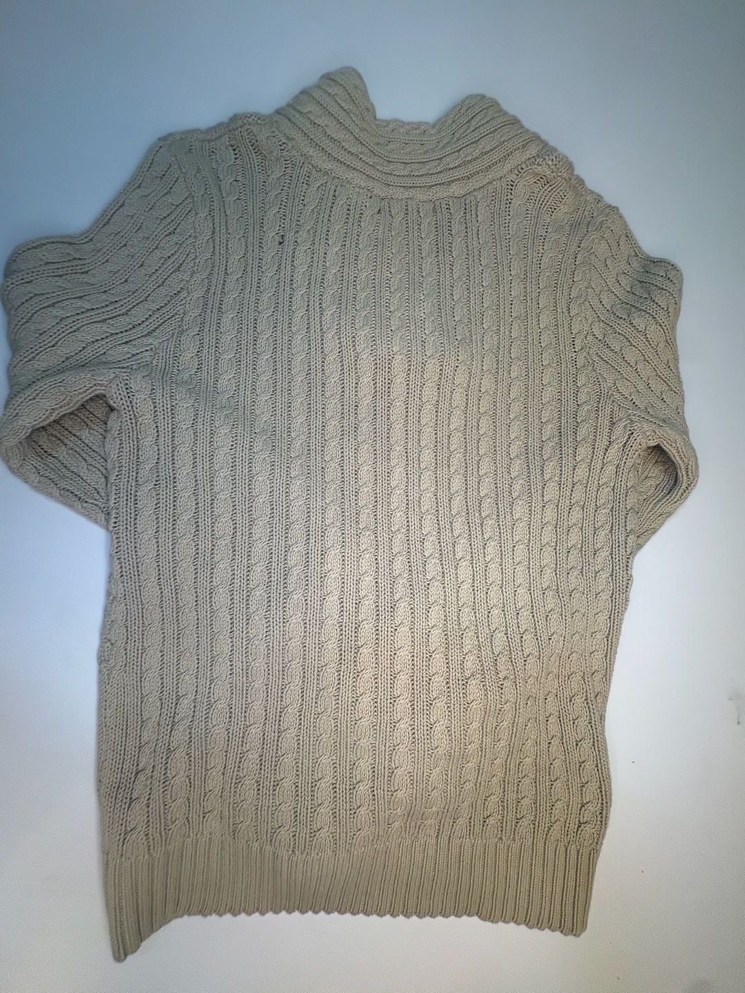 Jeanne Pierre Women’s XL Cream Cable Knit Shawl Collar Sweater Chunky Cozy 3
