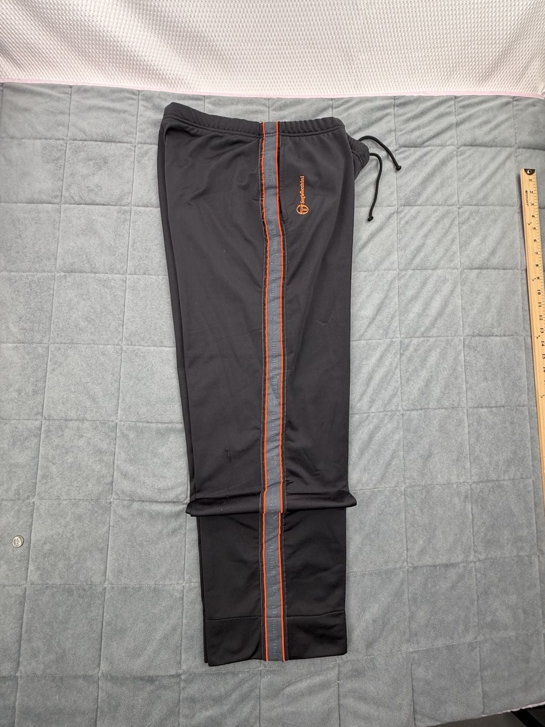 Sergio Tacchini Vintage Track Pants Size 34 Black Orange Side Stripe Pants 4