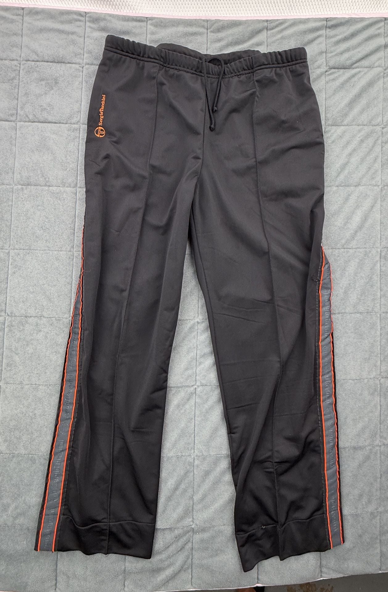 Sergio Tacchini Vintage Track Pants Size 34 Black Orange Side Stripe Pants 5