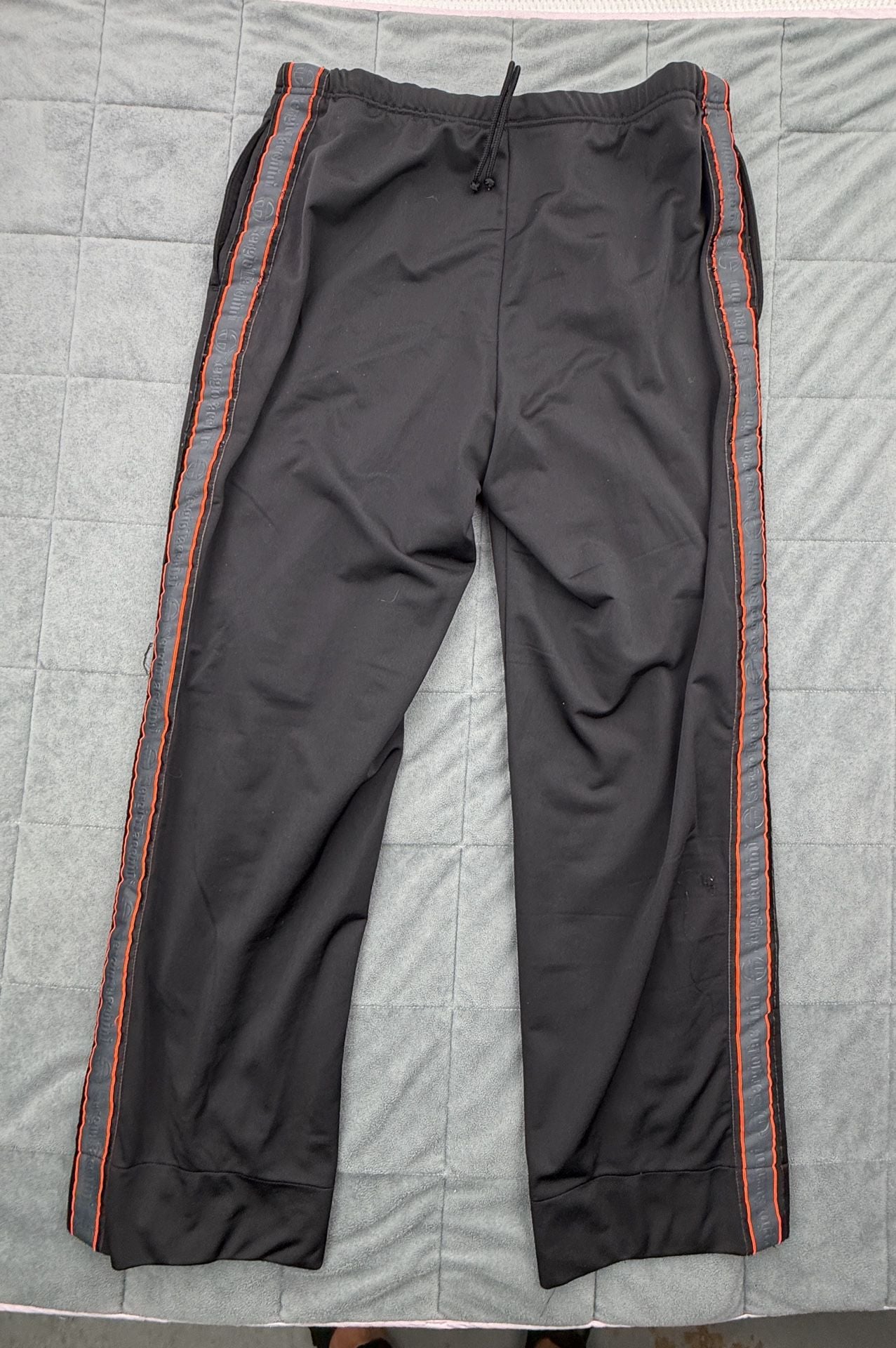 Sergio Tacchini Vintage Track Pants Size 34 Black Orange Side Stripe Pants 6