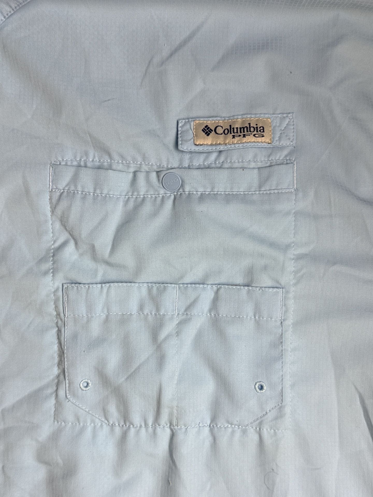 Columbia PFG Bahama Short Sleeve Fishing Shirt Light Blue Used-Good 3