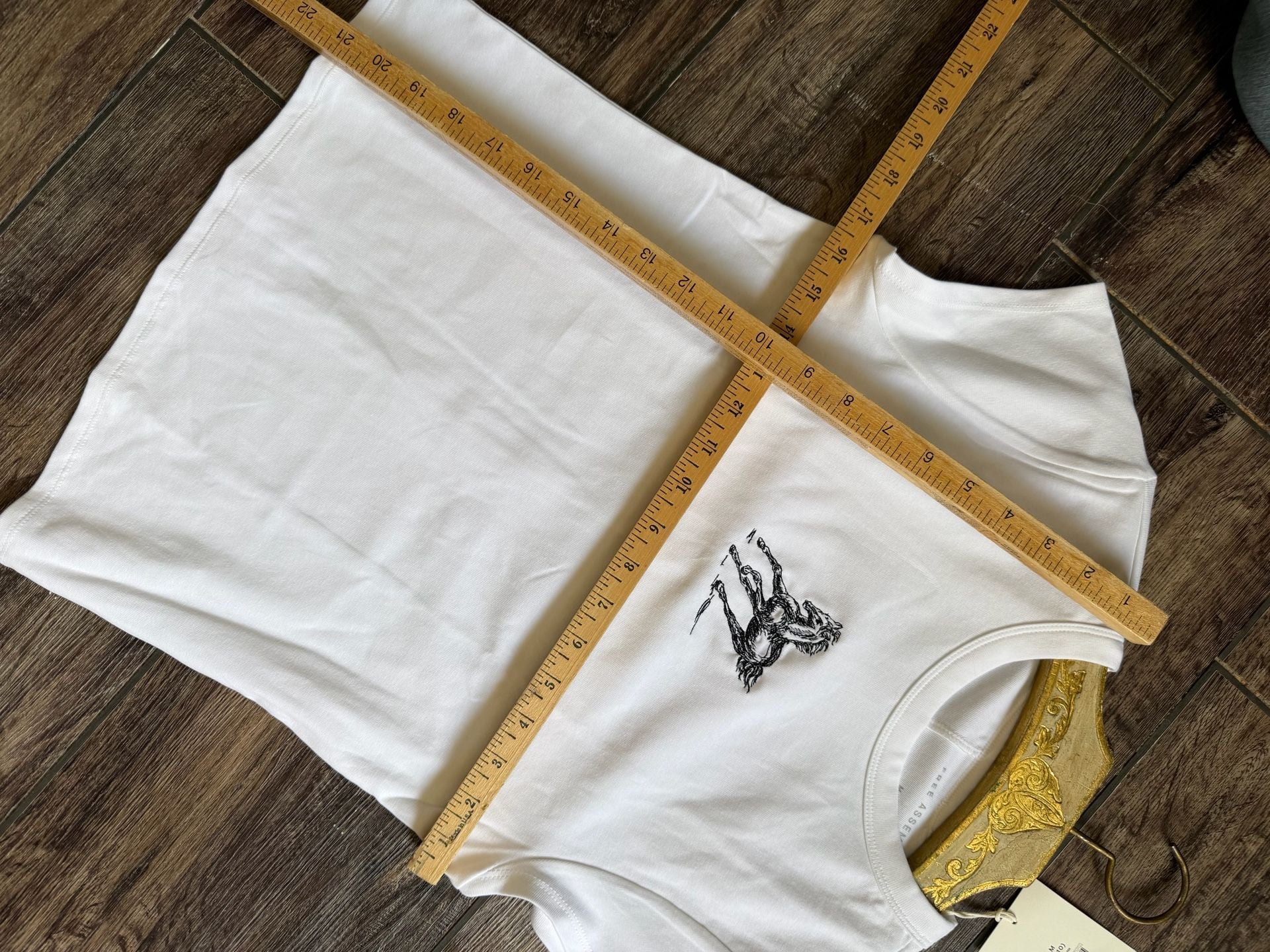 Embroidery by me! Free Assembly Cap Sleeve Tee Size M 8-10 White with Black Horse 4