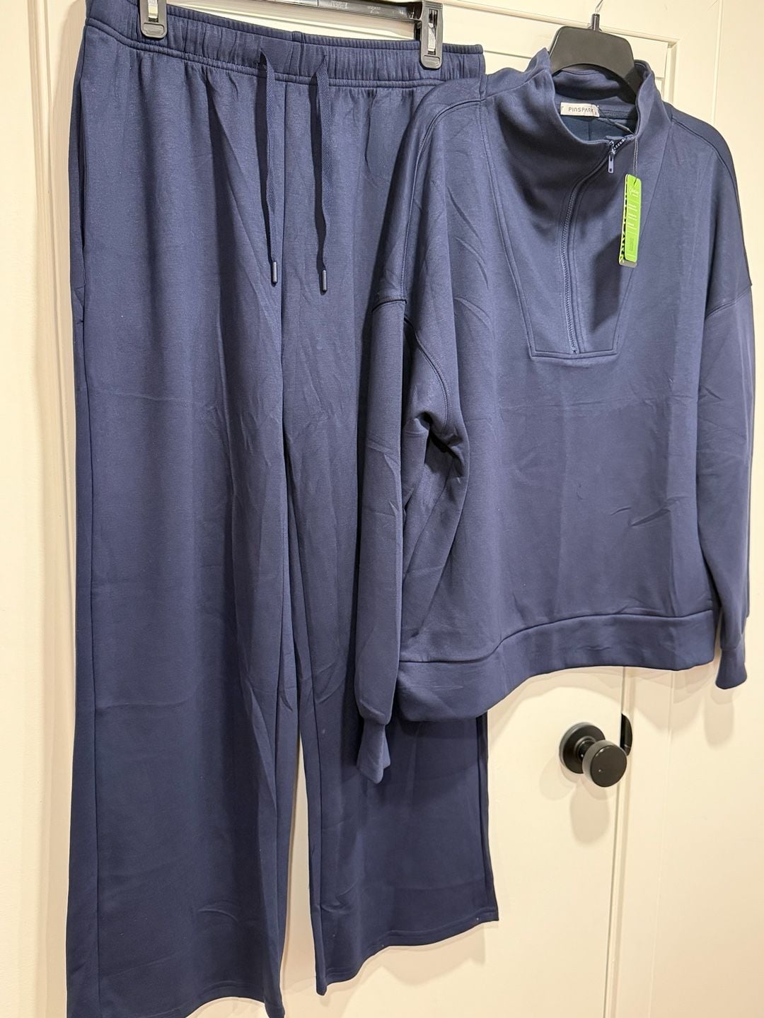 Pinspark -2-pcs sweatpants Set Size XL Navy BQuarter Zip Sweatshirt Pants 1