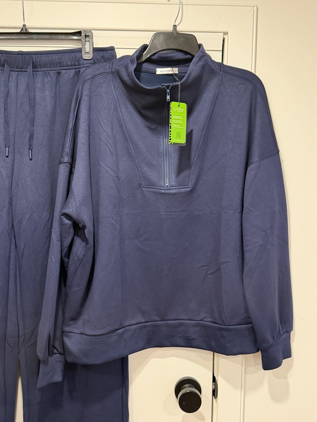 Pinspark -2-pcs sweatpants Set Size XL Navy BQuarter Zip Sweatshirt Pants 2