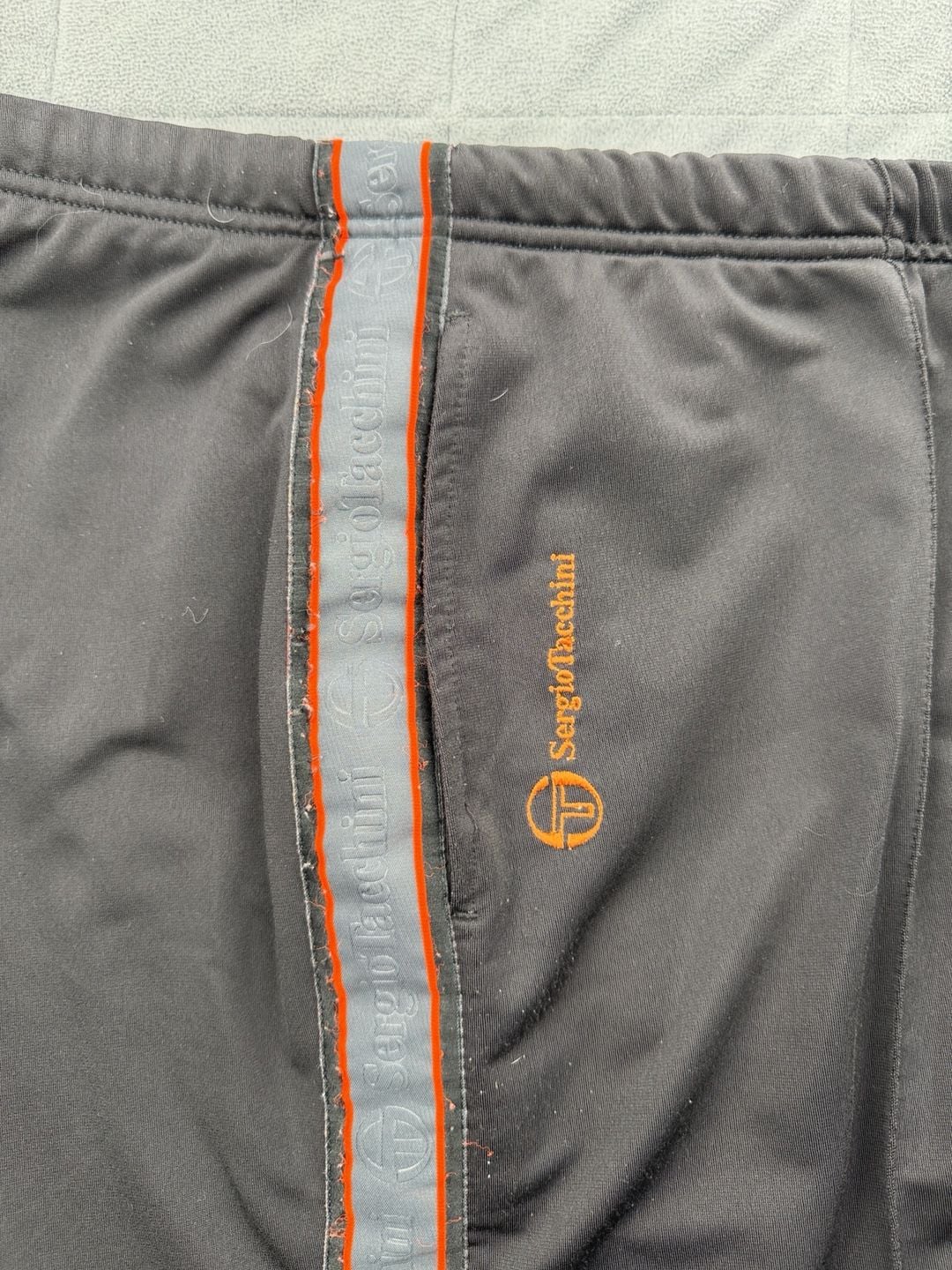 Sergio Tacchini Vintage Track Pants Size 34 Black Orange Side Stripe Pants 3