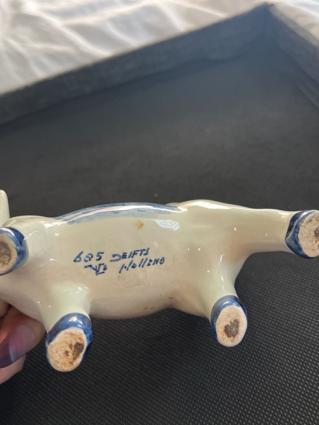 Delfts Holland Ceramic Cow Creamer Pitcher Blue and White Windmill 6