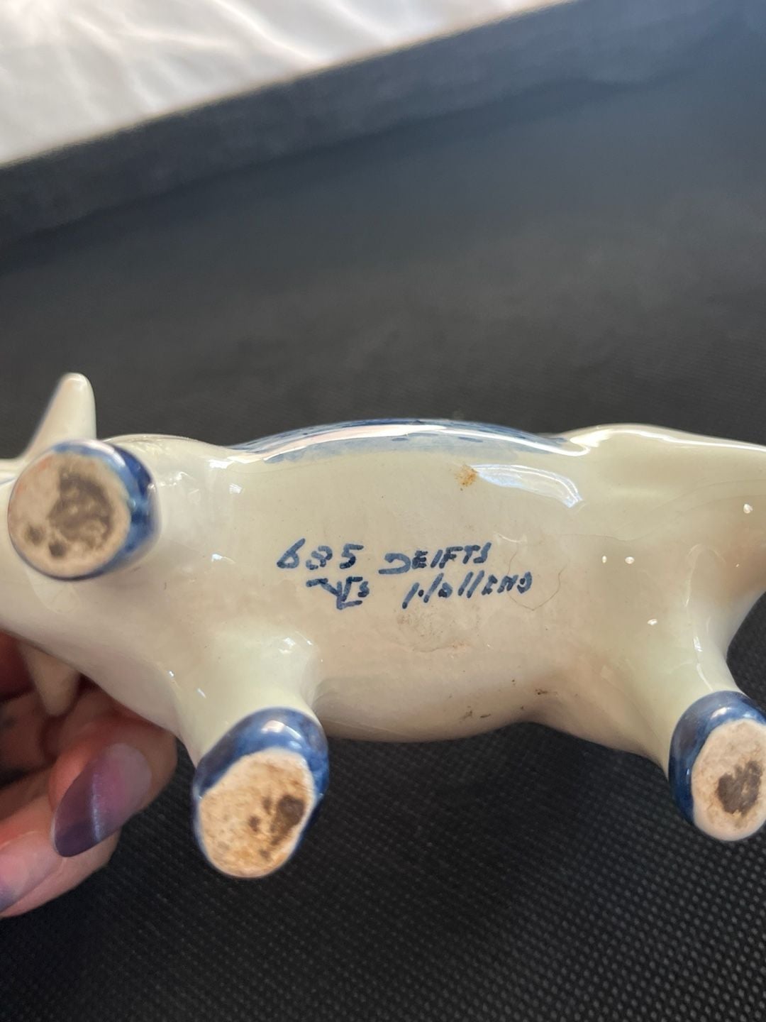 Delfts Holland Ceramic Cow Creamer Pitcher Blue and White Windmill 7