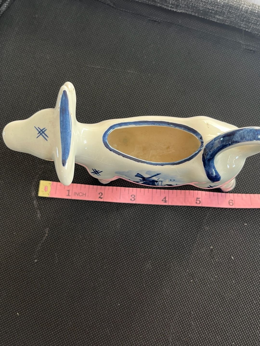 Delfts Holland Ceramic Cow Creamer Pitcher Blue and White Windmill 10