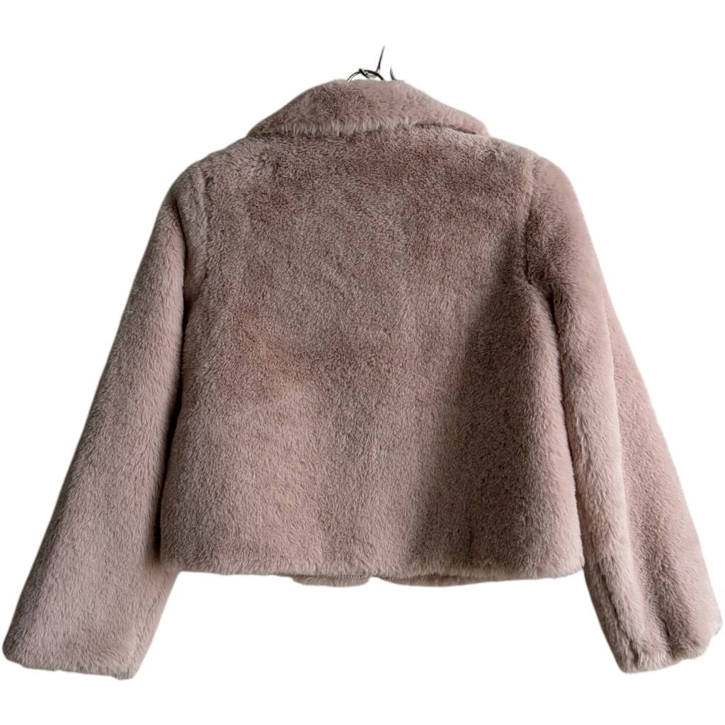Gap Kids Faux Fur Jacket Size M Pink Full Zip Winter Coat 3