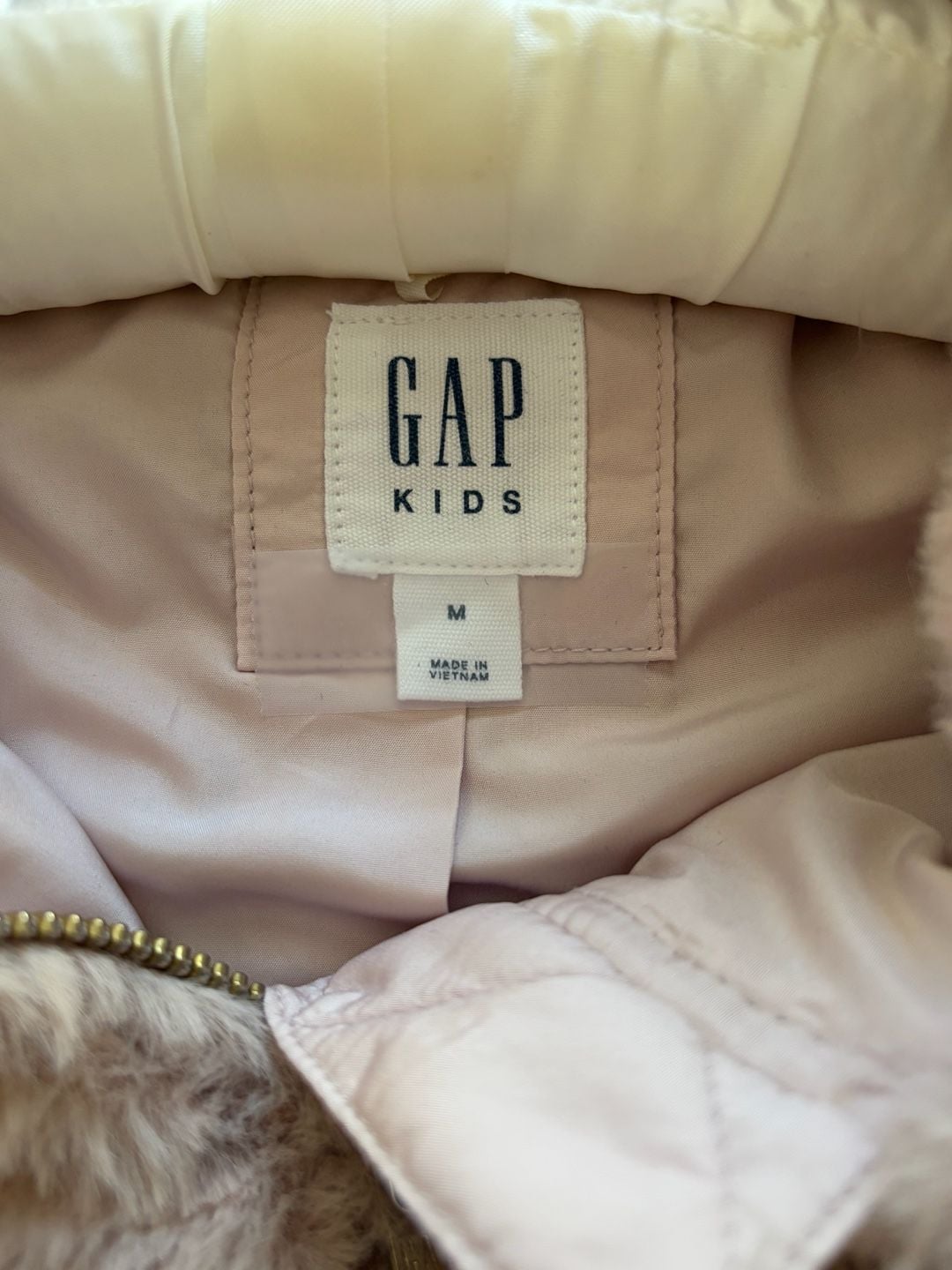 Gap Kids Faux Fur Jacket Size M Pink Full Zip Winter Coat 4
