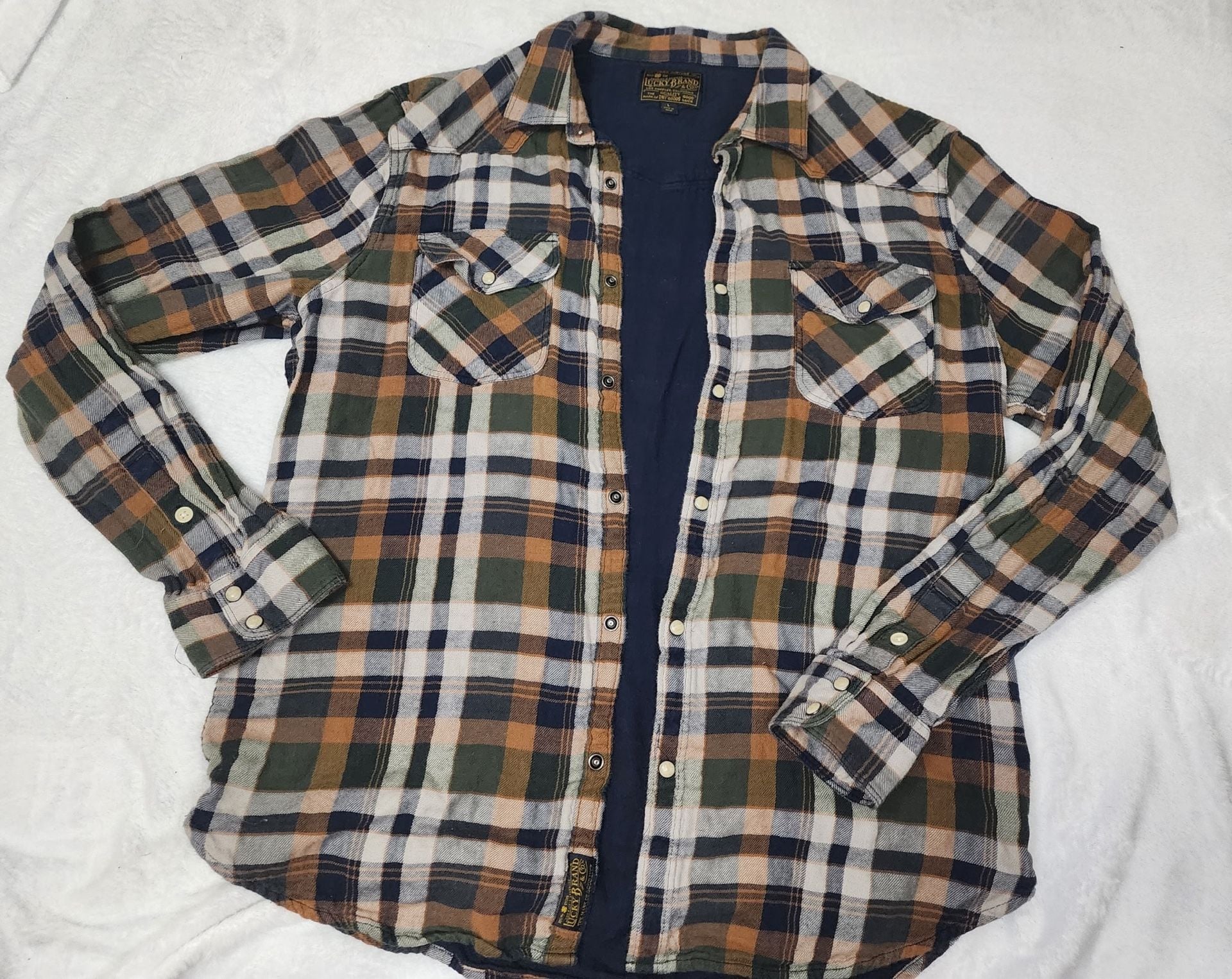 Lucky Brand Plaid Long Sleeve Button Down Shirt Size L 2
