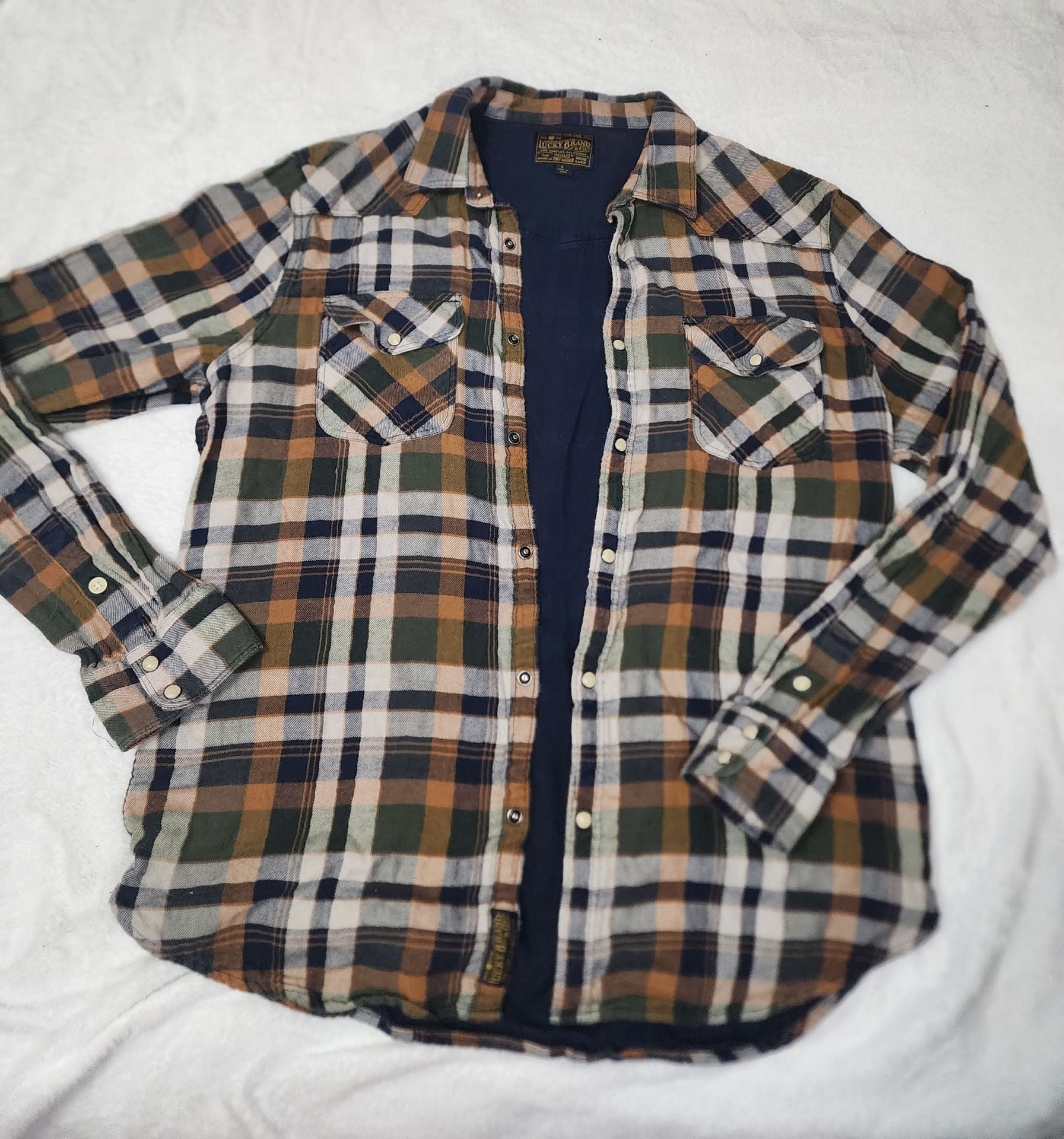 Lucky Brand Plaid Long Sleeve Button Down Shirt Size L 3
