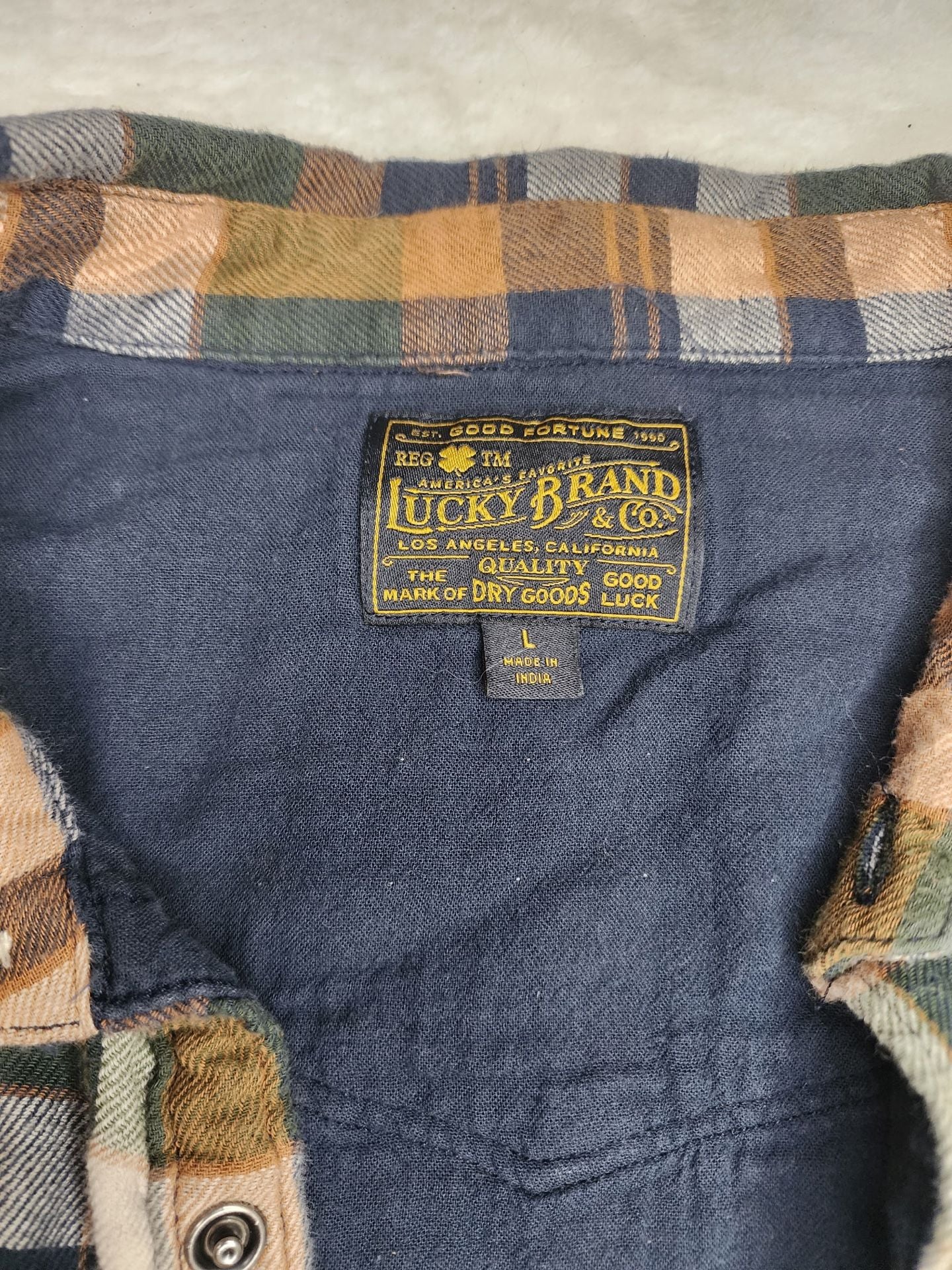 Lucky Brand Plaid Long Sleeve Button Down Shirt Size L 5