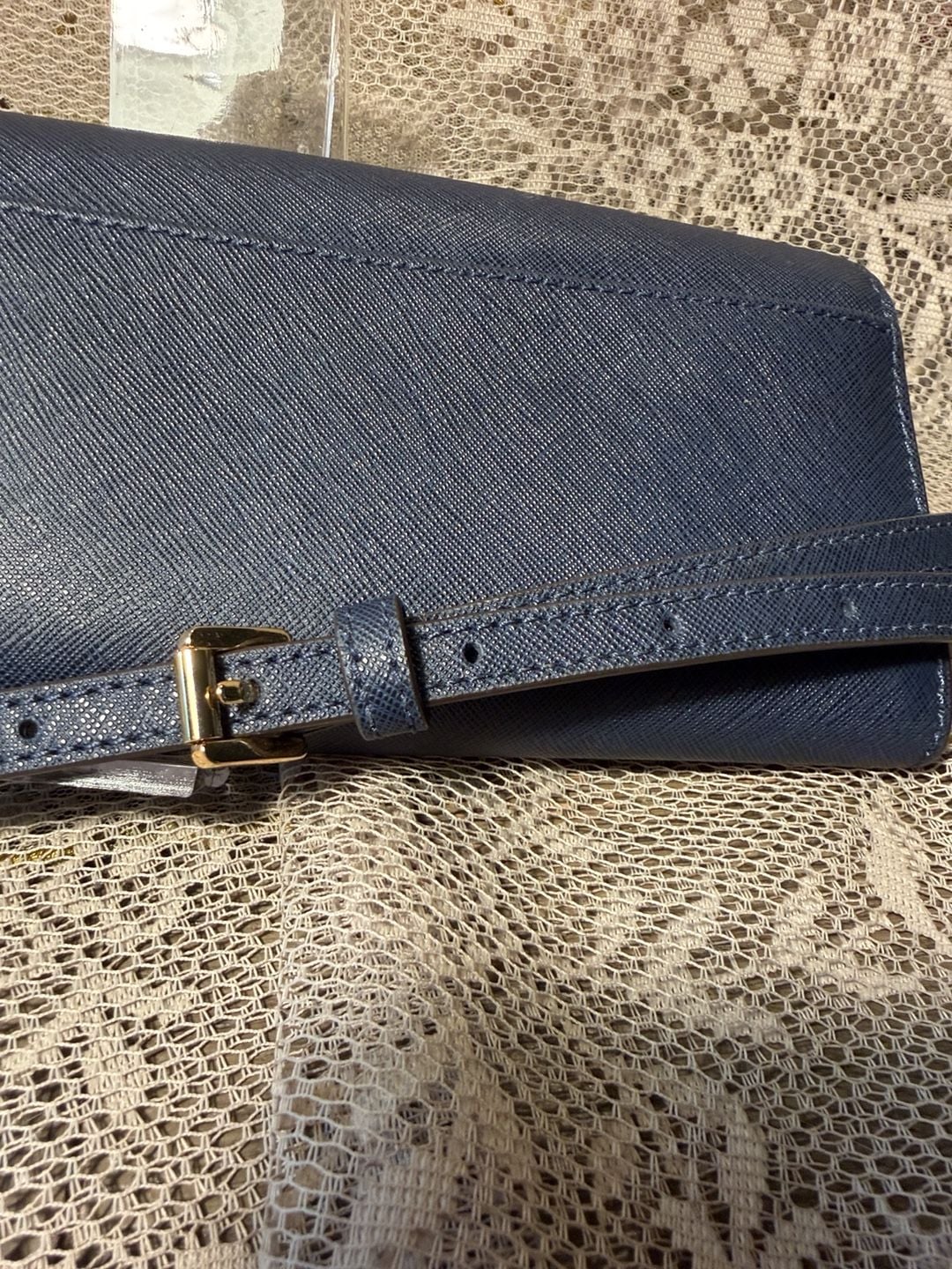 LUP 1 Michael Kors Saffiano Leather Navy Blue Crossbody Bag 9