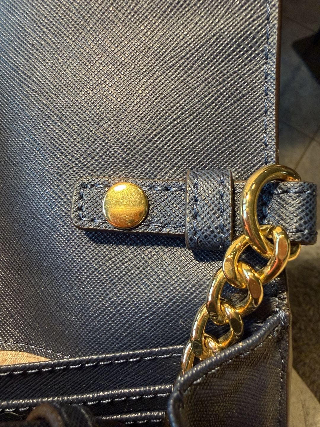 LUP 1 Michael Kors Saffiano Leather Navy Blue Crossbody Bag 10