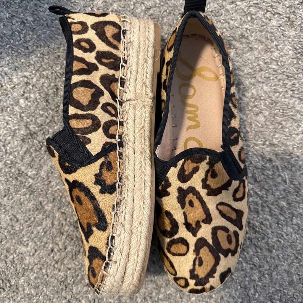 Sam Edelman Leopard Calf Hair Espadrille Slip On Shoes 6.5 4