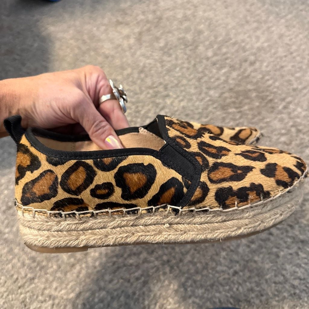 Sam Edelman Leopard Calf Hair Espadrille Slip On Shoes 6.5 5
